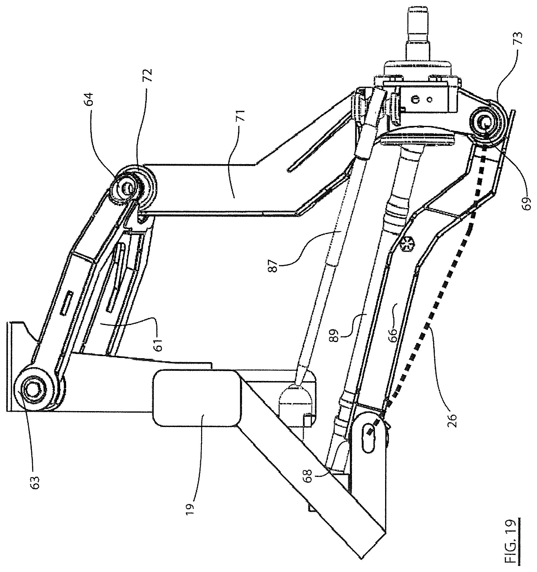 Patent US12365387 Figure 19 – Methods and apparatus for moving the front wheels of a vehicle forward