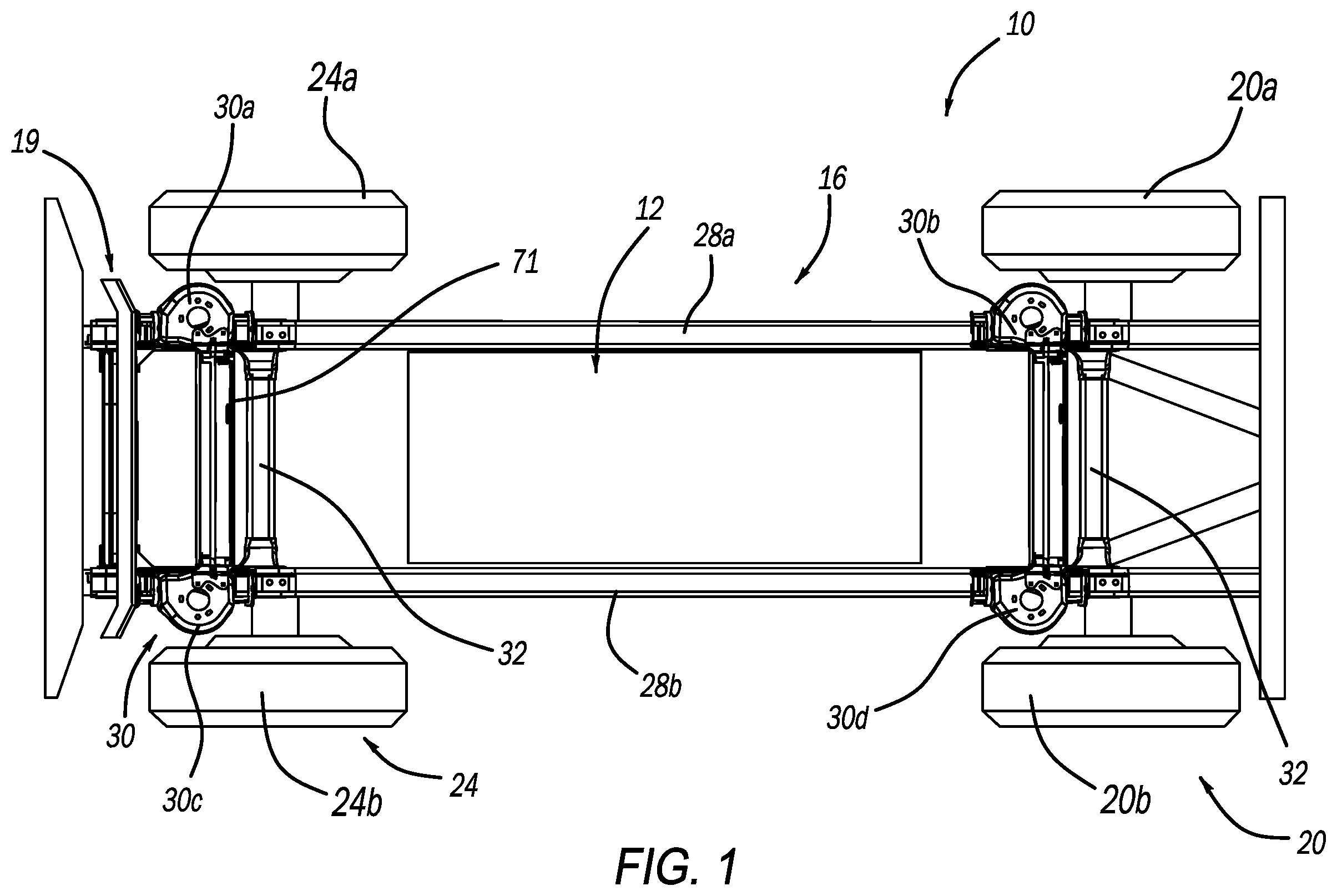 Patent US12365390 Figure 1 – Structural assembly for vehicle