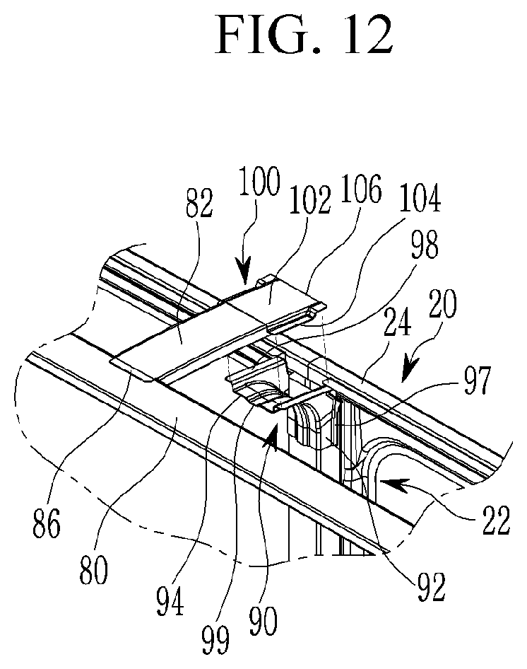 Patent US12365392 Figure 12 – Roof reinforcement structure of vehicle body