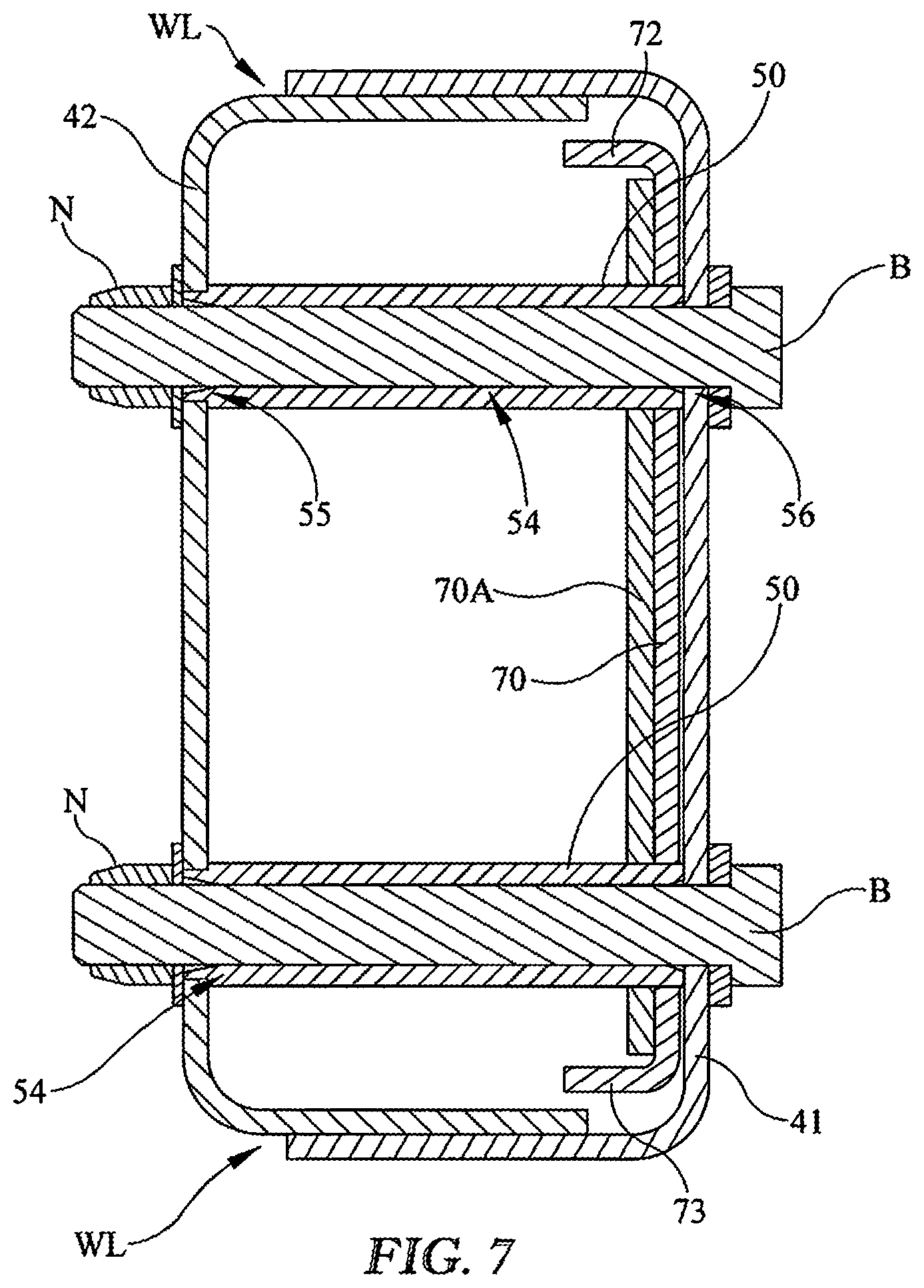 Patent US12365396 Figure 10 – Vehicle frame rails with swaged spacer connection and methods of manufacturing vehicle frame rails