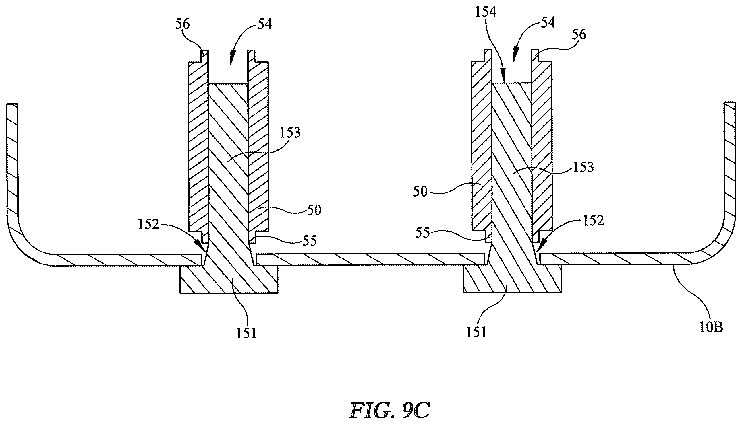 Patent US12365396 Figure 14 – Vehicle frame rails with swaged spacer connection and methods of manufacturing vehicle frame rails