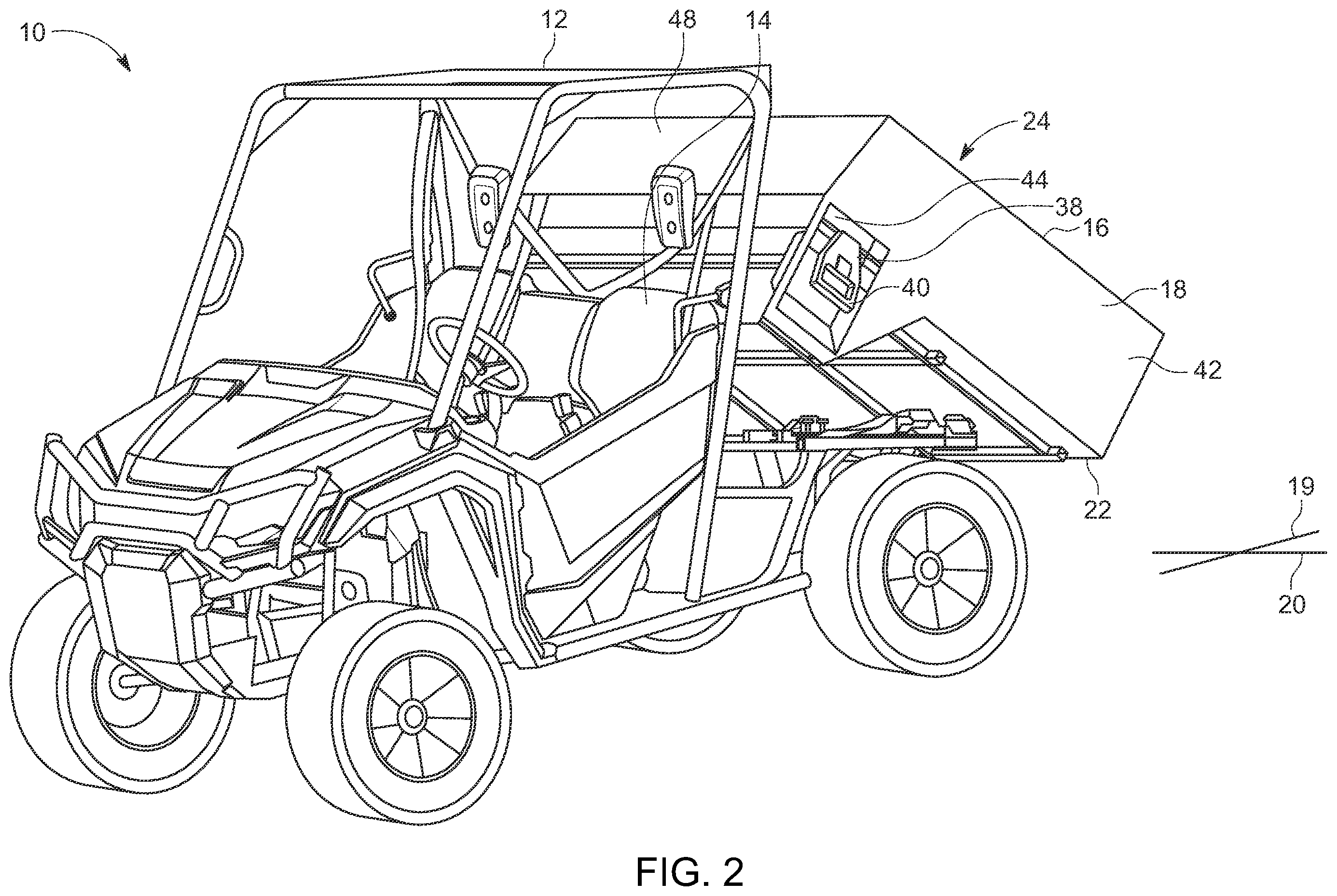 Patent US12365400 Figure 2 – Vehicle bed latch system