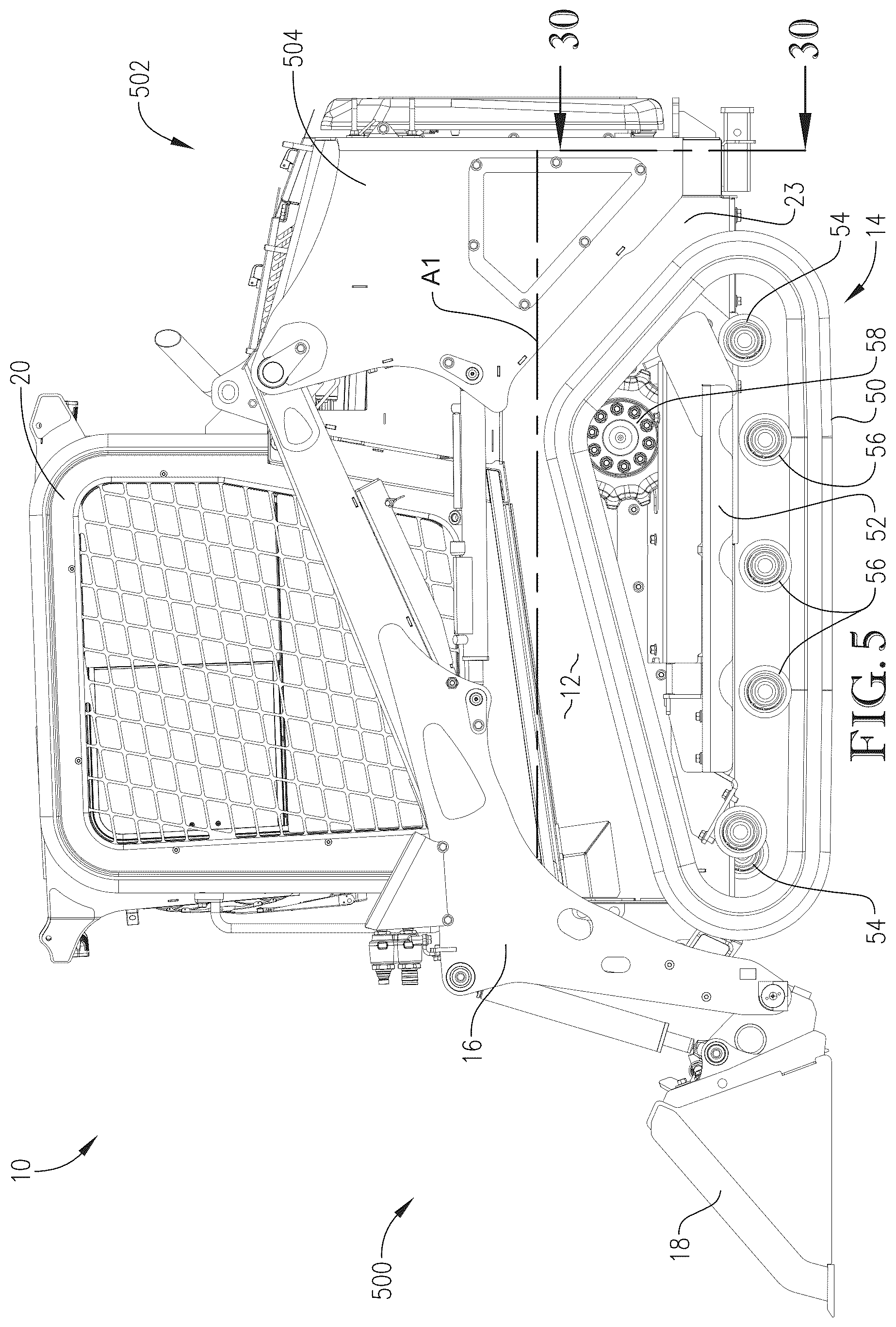Patent US12365401 Figure 5 – Controls for a work machine