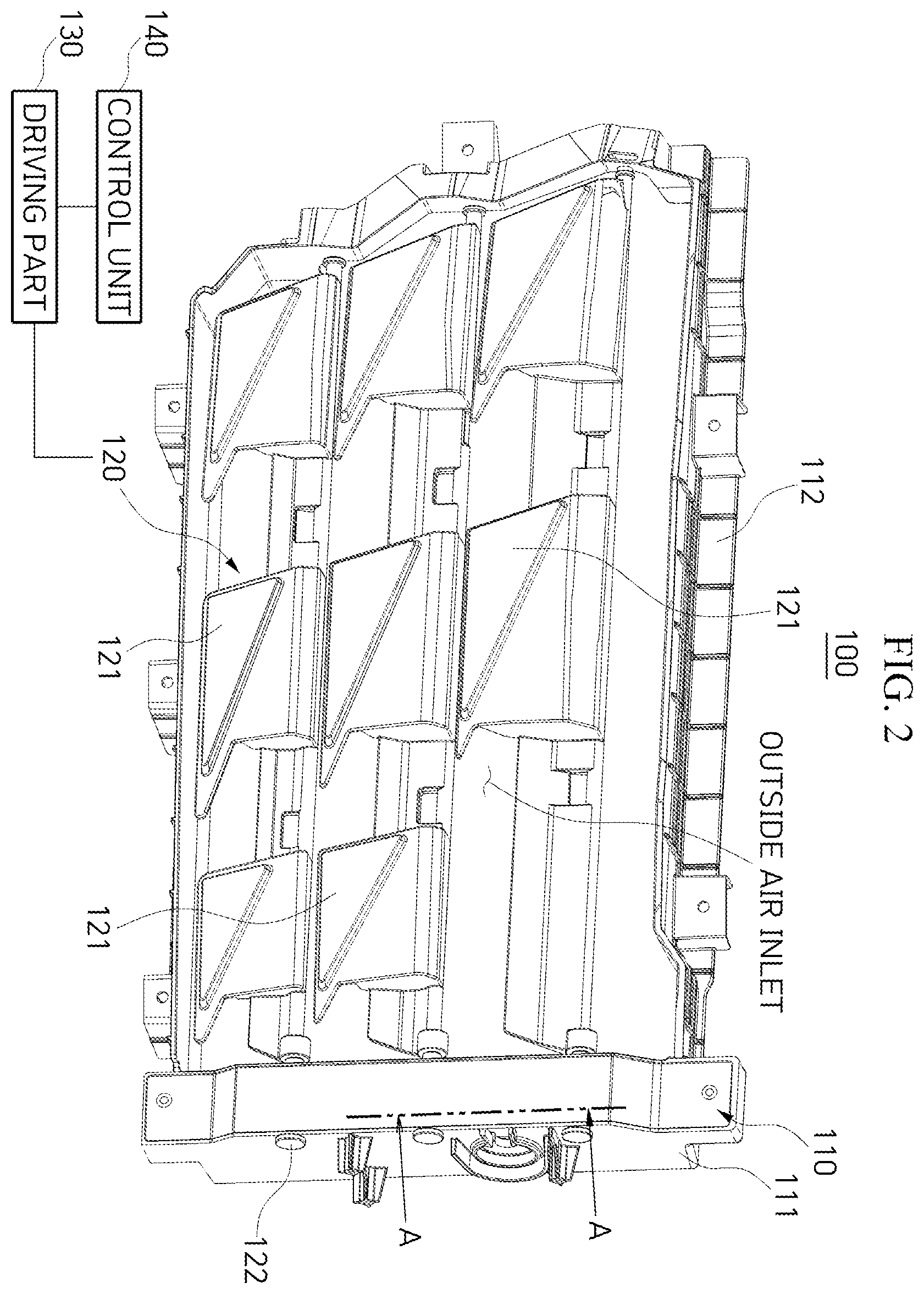 Patent US12365404 Figure 2 – Active air flap of vehicle
