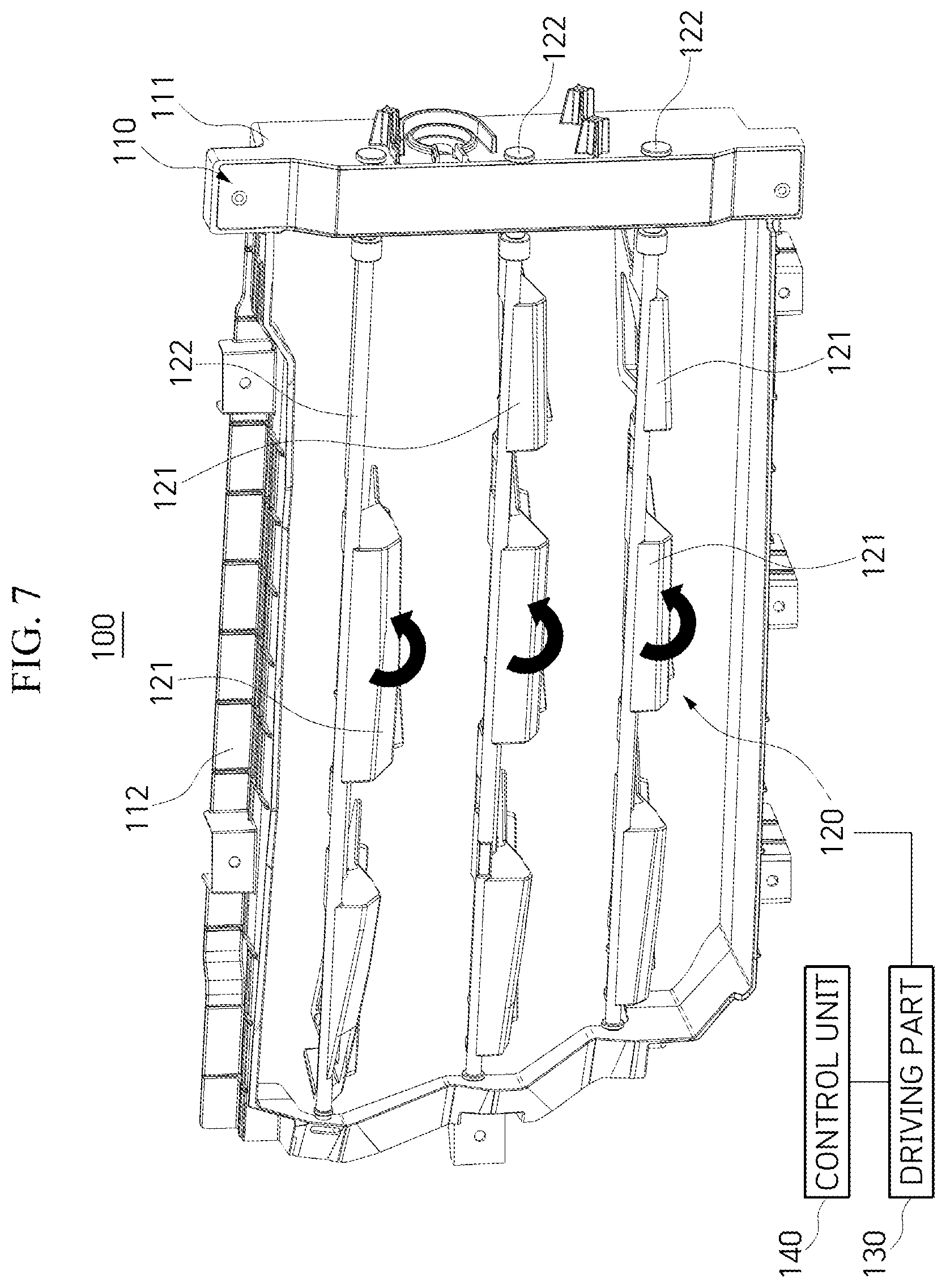 Patent US12365404 Figure 7 – Active air flap of vehicle