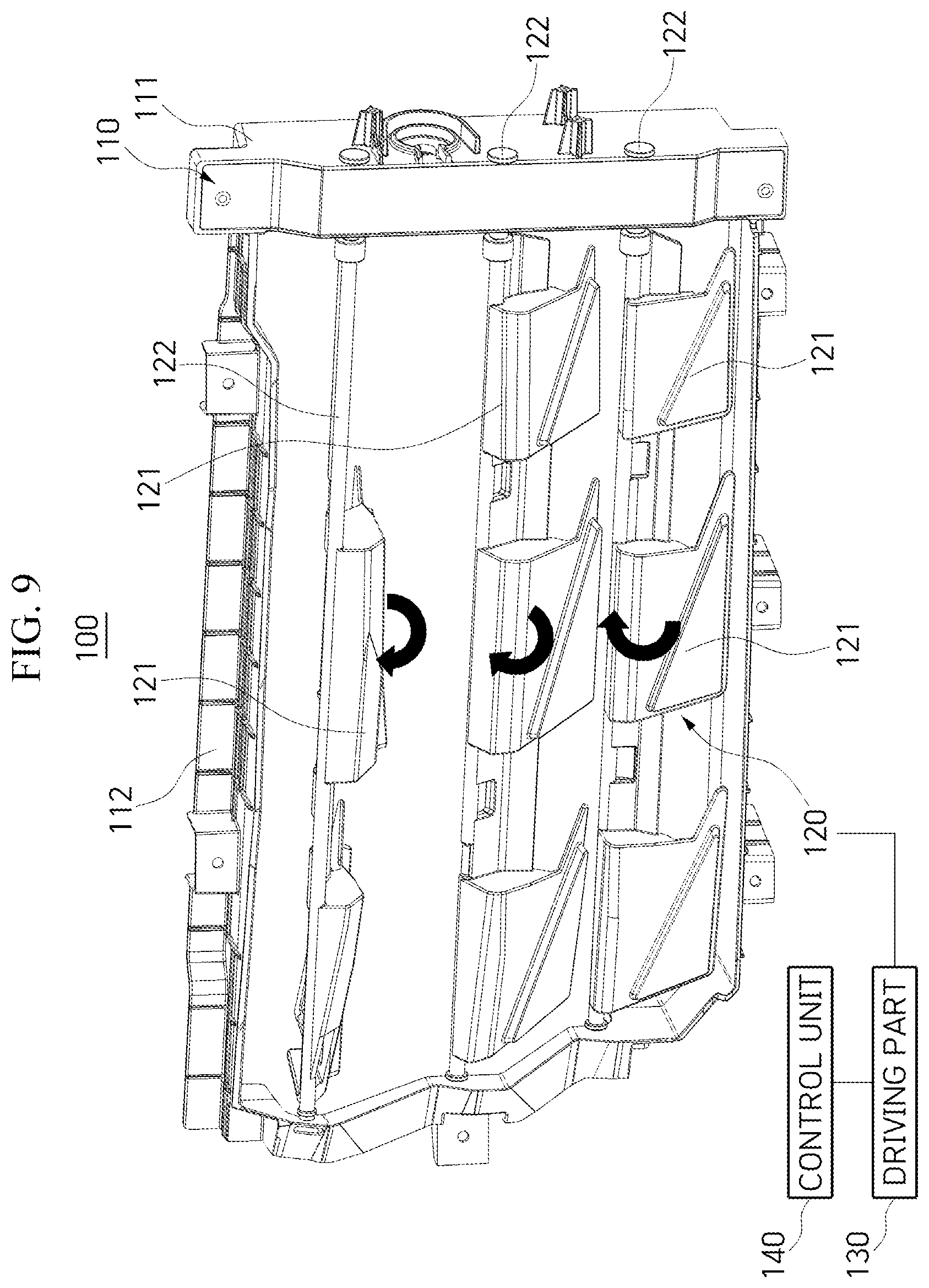 Patent US12365404 Figure 9 – Active air flap of vehicle