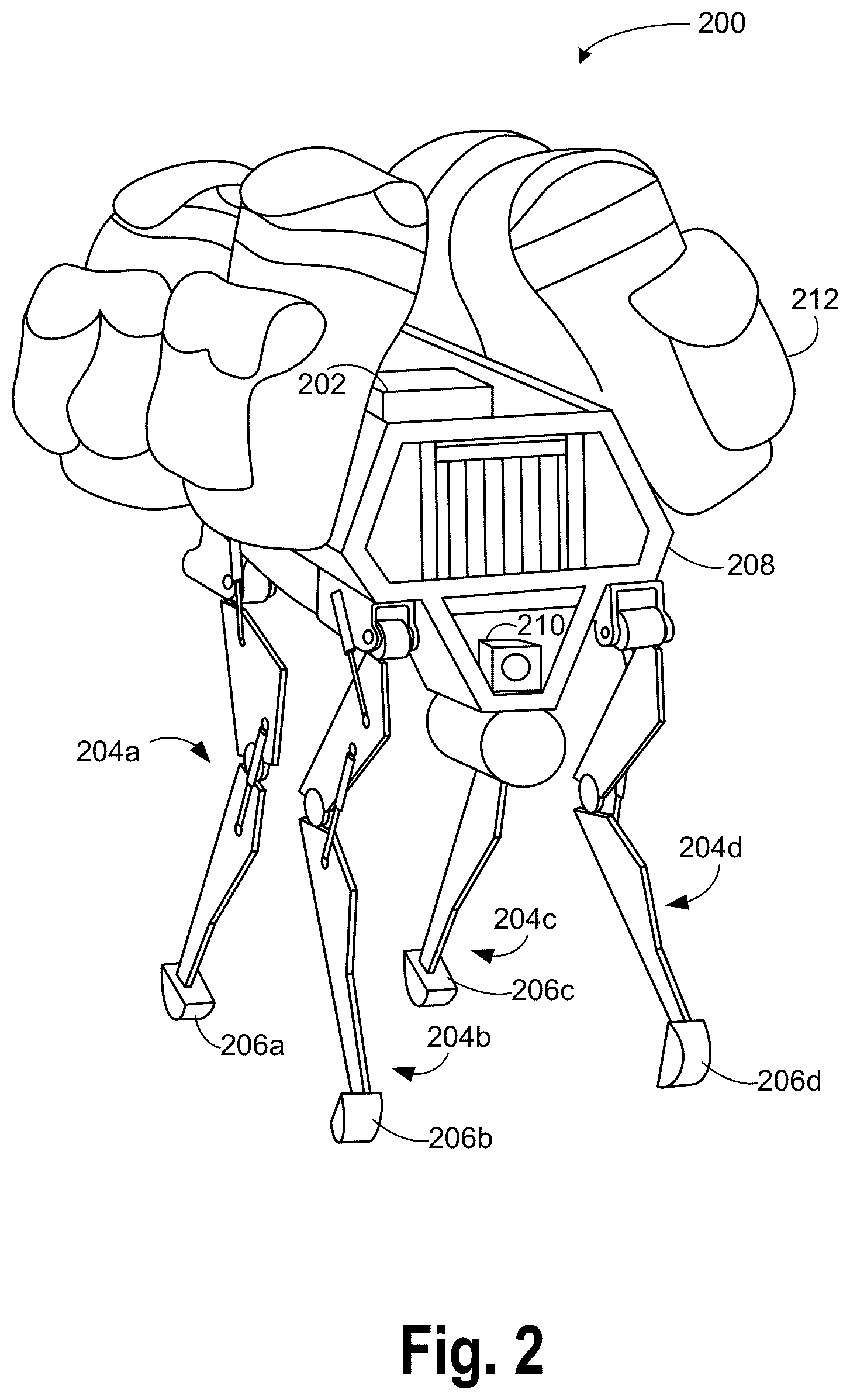 Patent US12365407 Figure 2 – Mechanically-timed footsteps for a robotic device