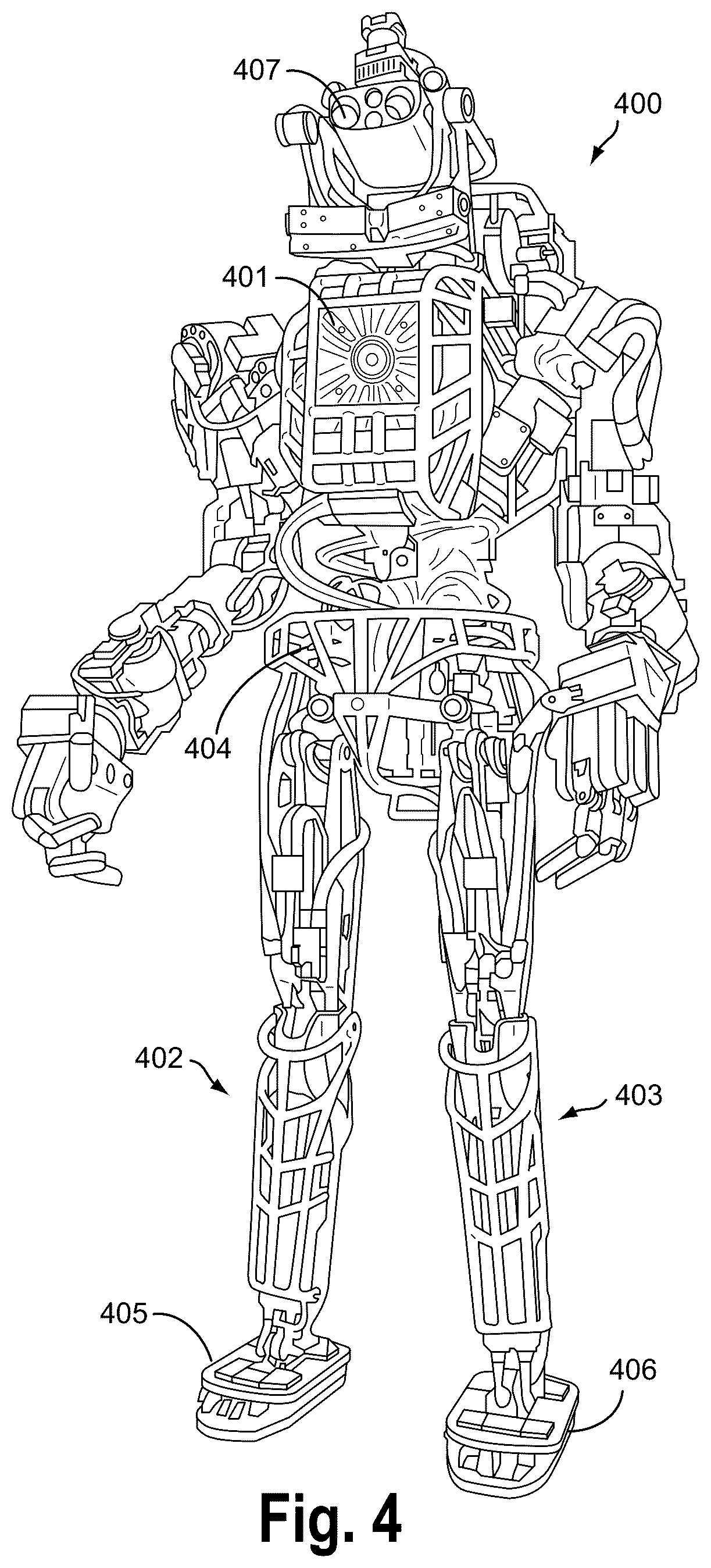 Patent US12365407 Figure 4 – Mechanically-timed footsteps for a robotic device