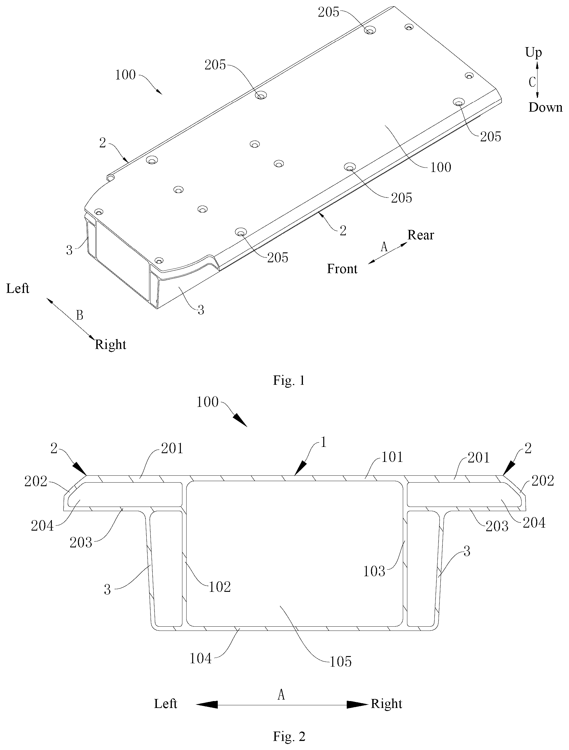 Patent US12365412 Figure 1 – Battery compartment, battery compartment assembly and electric scooter