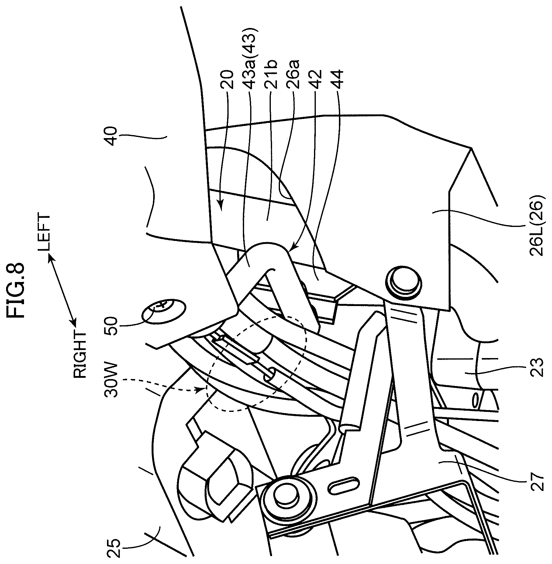 Patent US12365419 Figure 8 – Saddle-type vehicle
