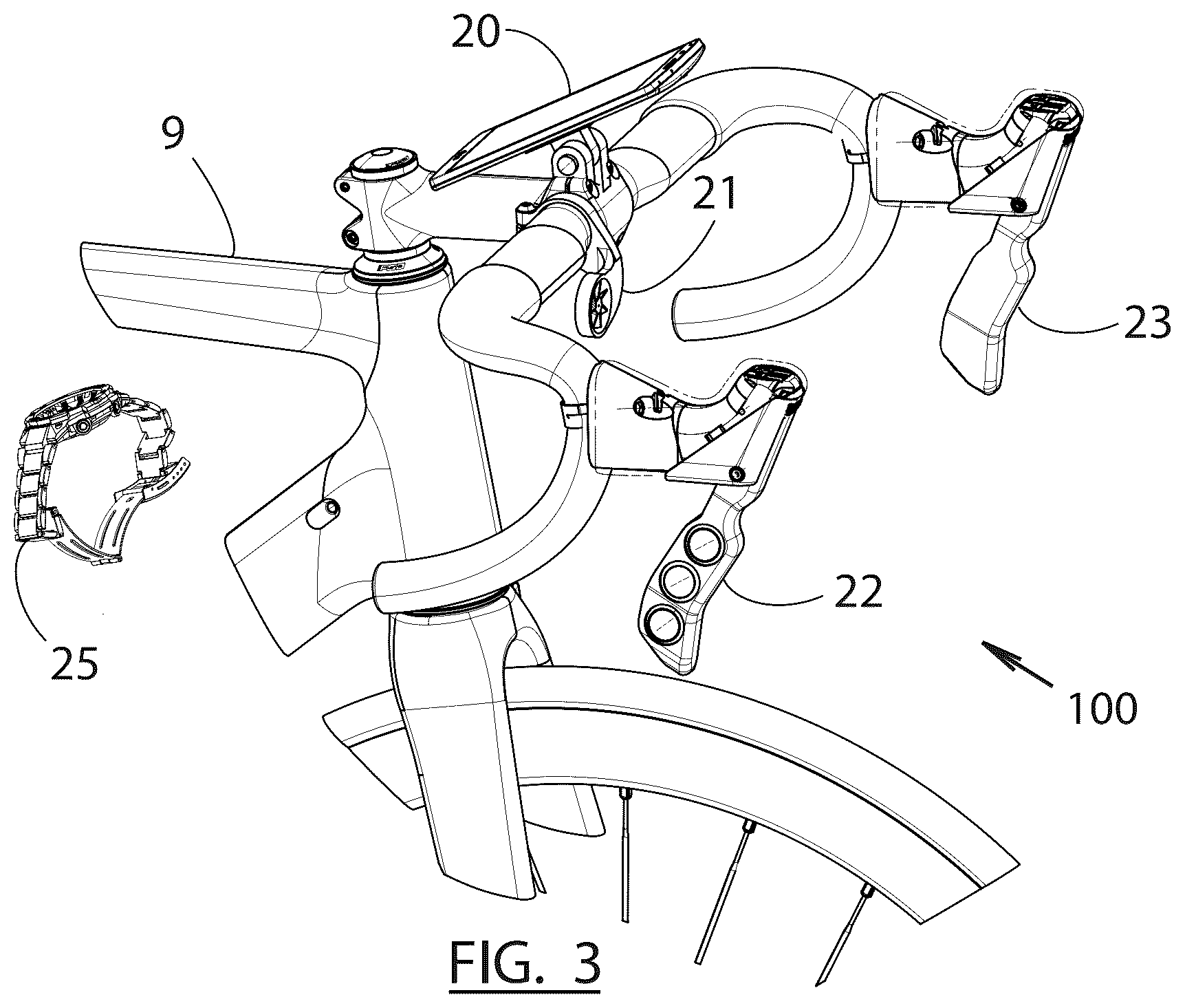 Patent US12365421 Figure 3 – Electrical derailleur brake shifter