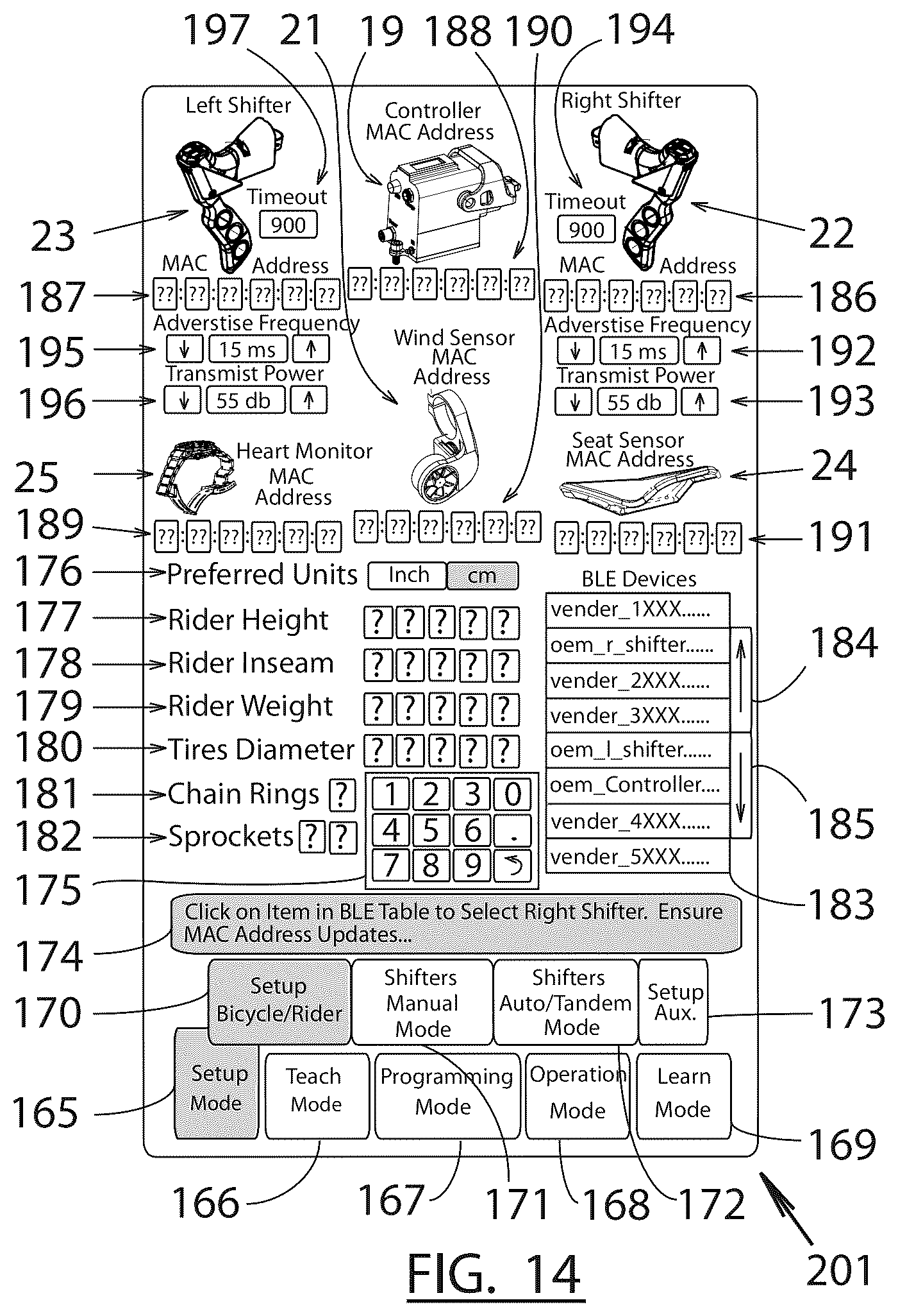 Patent US12365421 Figure 14 – Electrical derailleur brake shifter