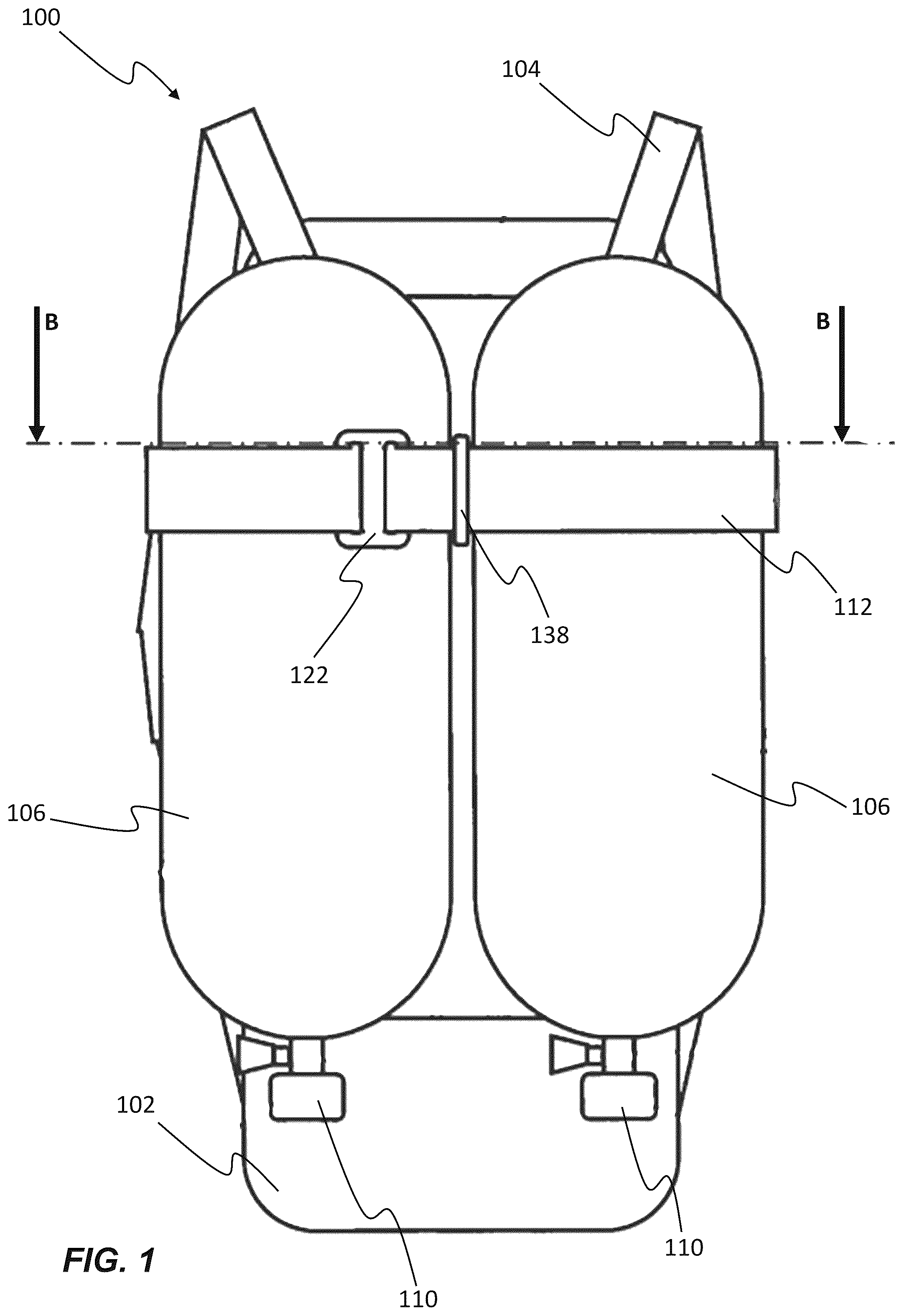Patent US12365428 Figure 1 – Support frame for a breathing apparatus