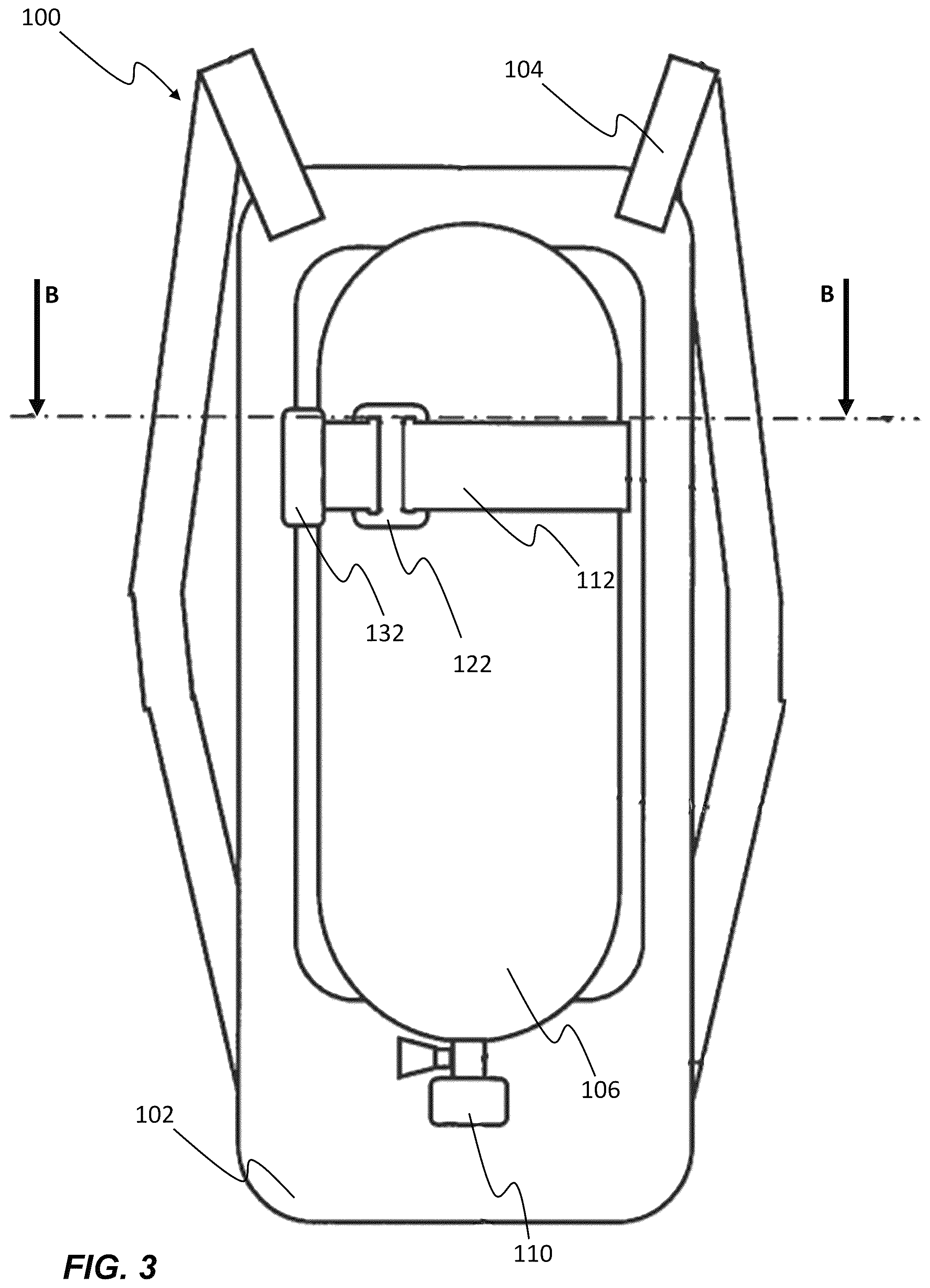 Patent US12365428 Figure 3 – Support frame for a breathing apparatus