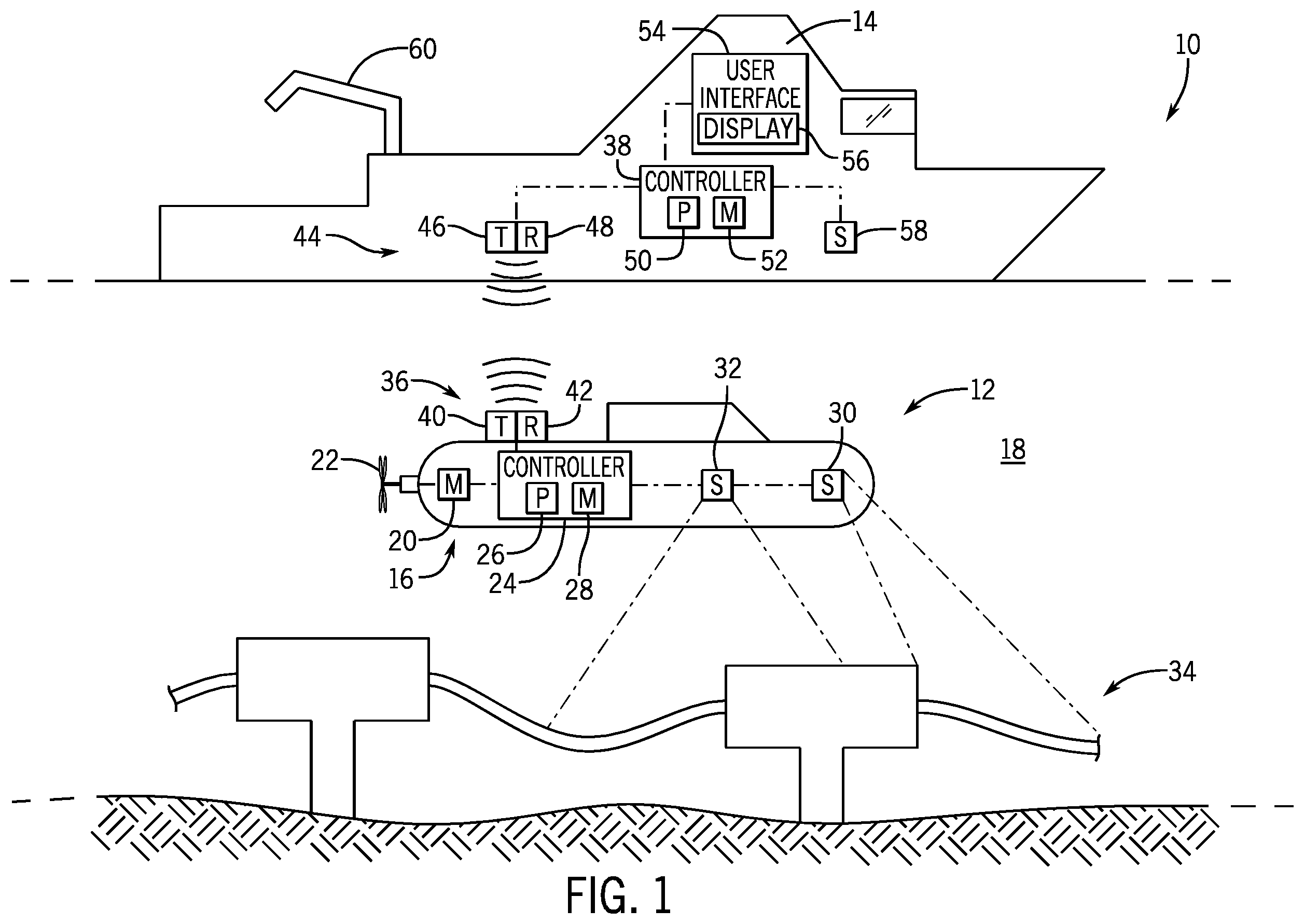 Patent US12365431 Figure 1 – Underwater vehicle control system