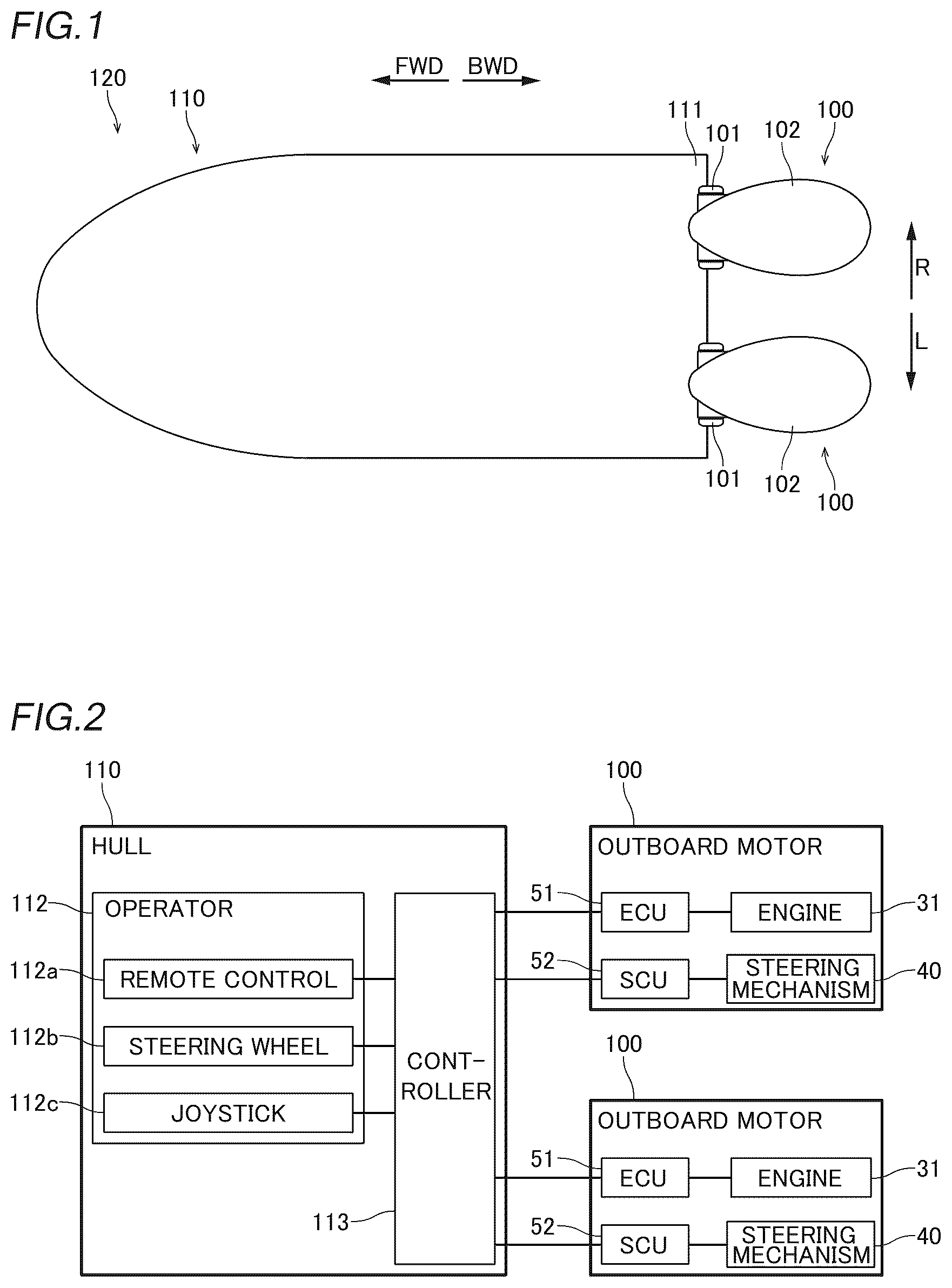 Patent US12365435 Figure 1 – Outboard motor and marine vessel