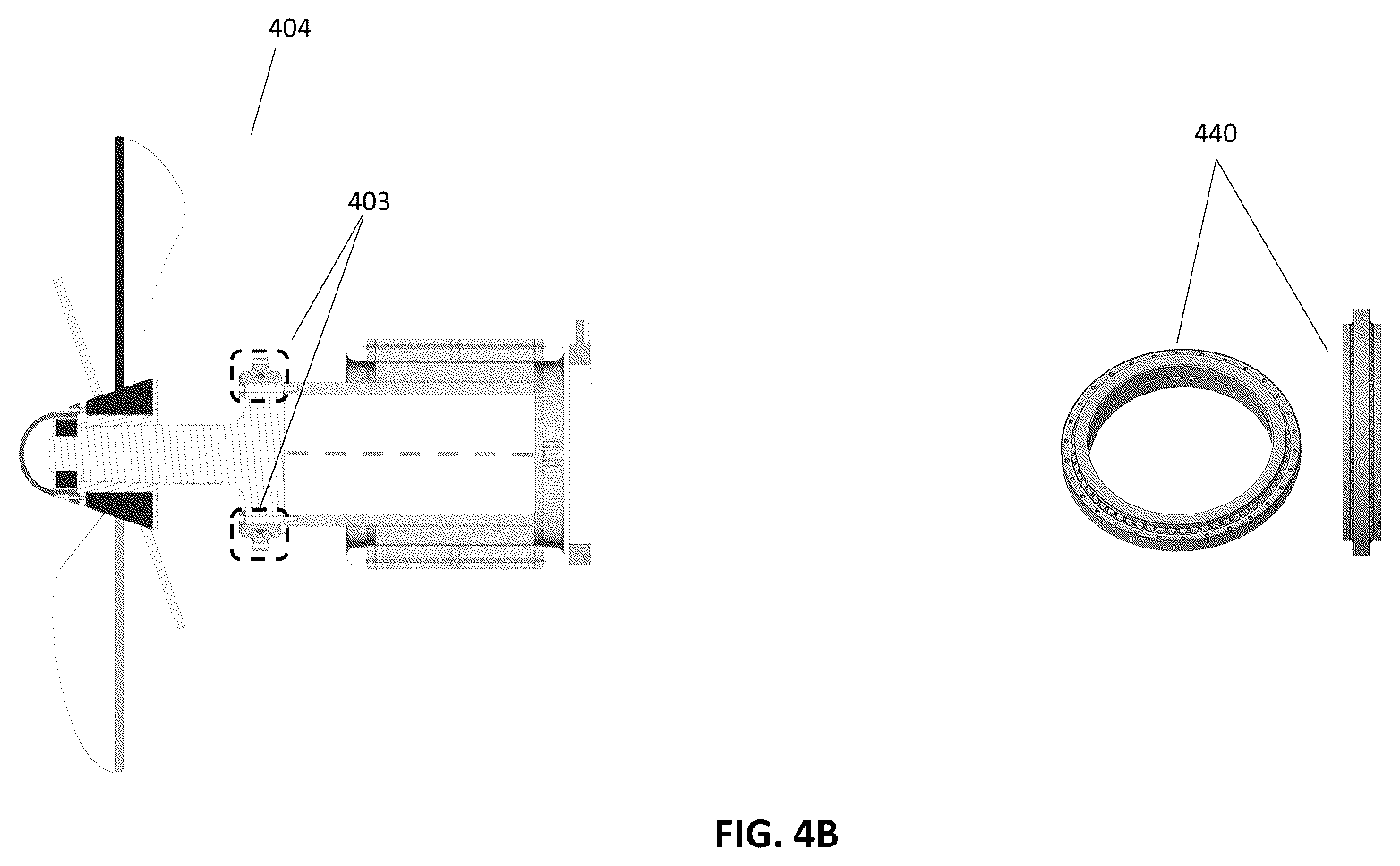 Patent US12365438 Figure 5 – Counter rotating propeller pod mechanical arrangement