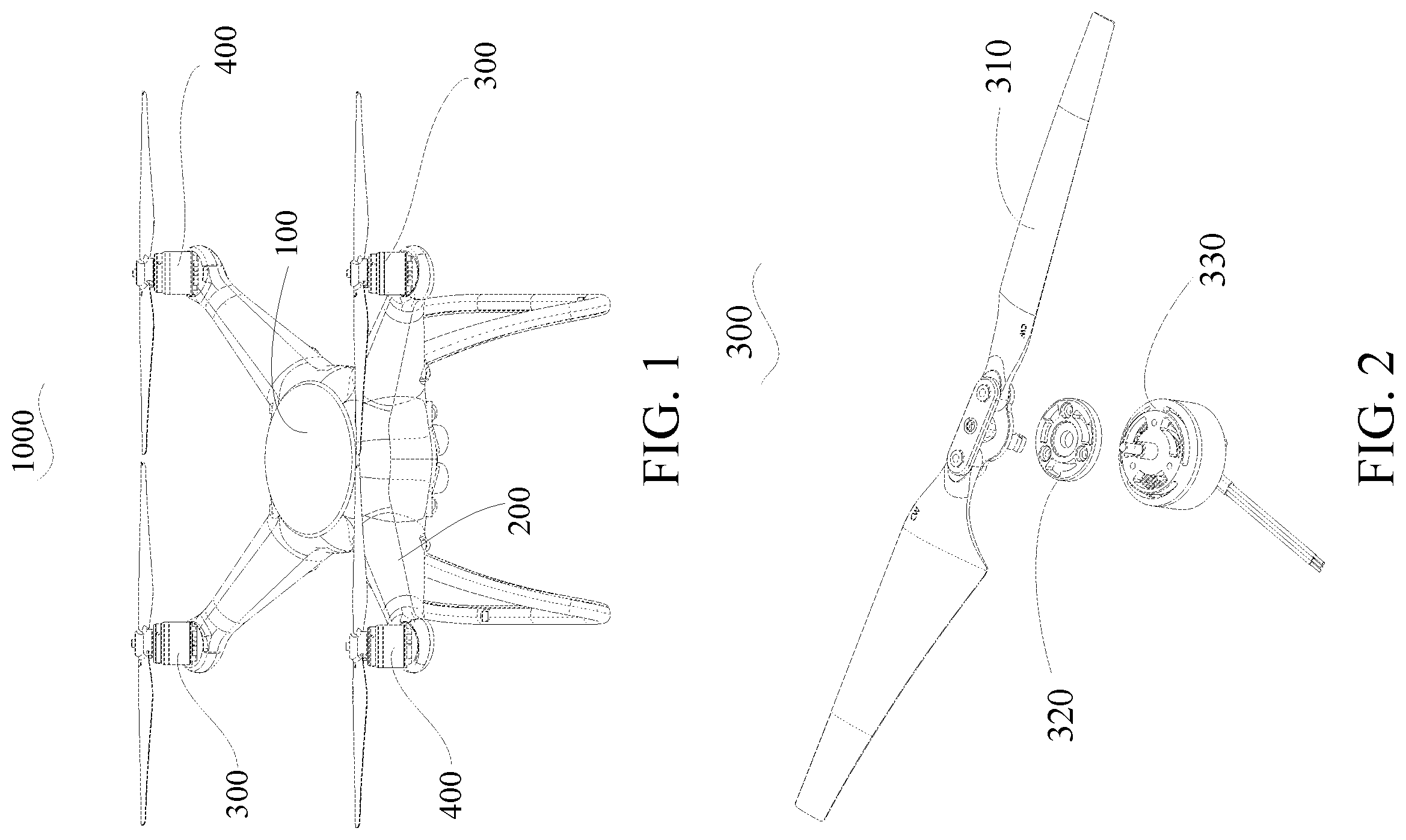 Patent US12365442 Figure 1 – Propeller, propeller kit, power assembly, power kit and unmanned aerial vehicle