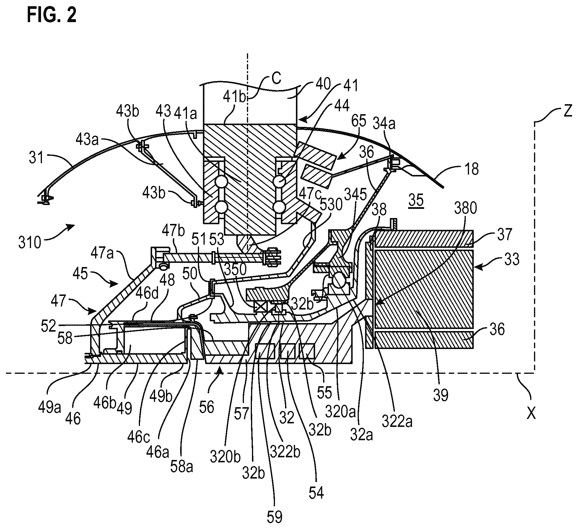 Patent US12365444 Figure 2 – Module for an aircraft turbine engine