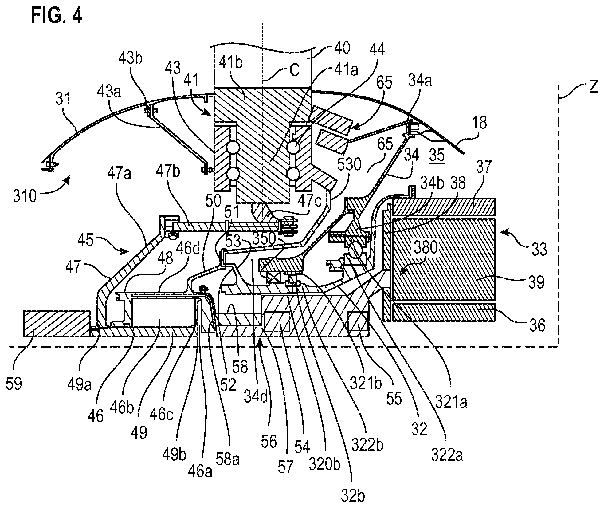 Patent US12365444 Figure 4 – Module for an aircraft turbine engine