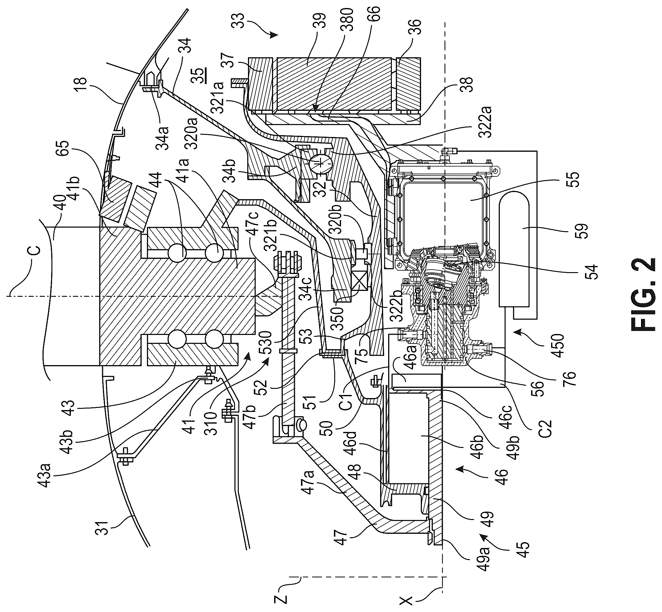 Patent US12365445 Figure 2 – Hydraulic assembly for an aircraft engine