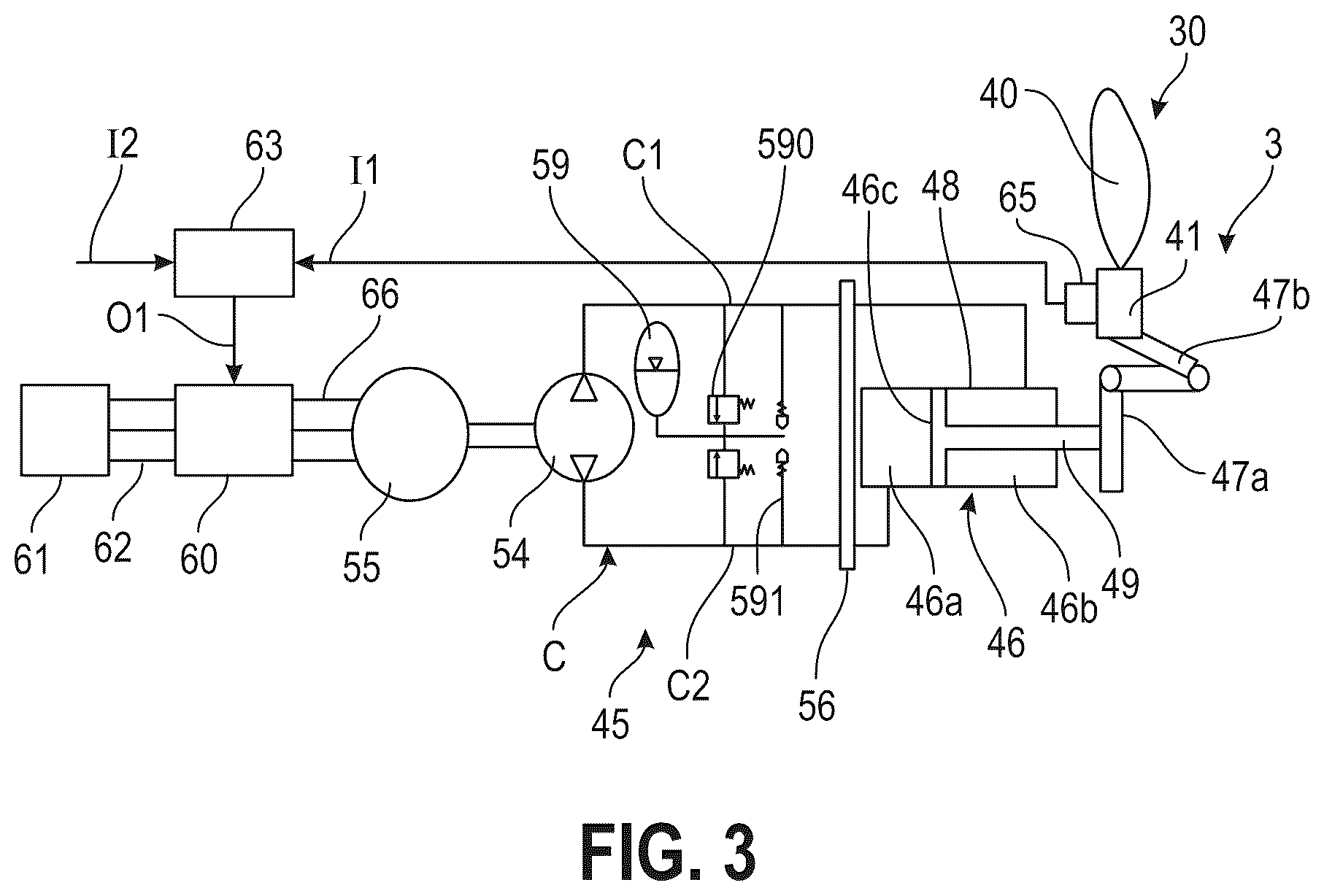 Patent US12365445 Figure 3 – Hydraulic assembly for an aircraft engine