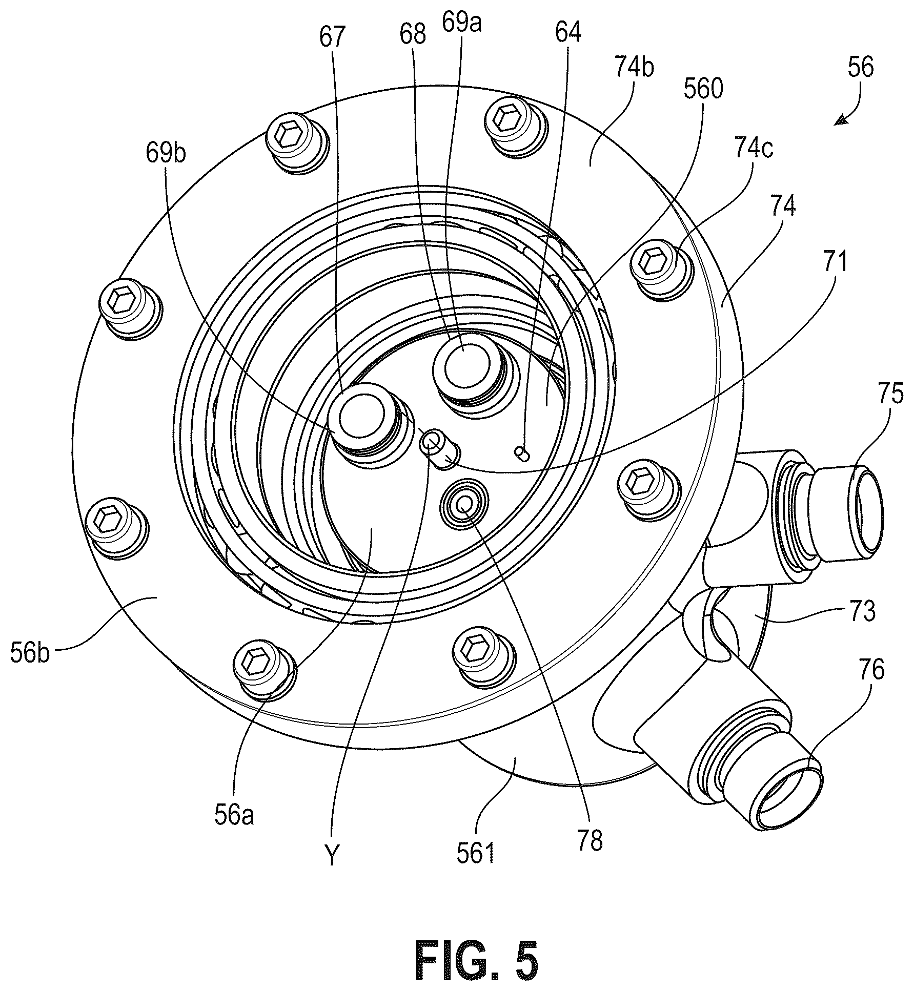 Patent US12365445 Figure 5 – Hydraulic assembly for an aircraft engine