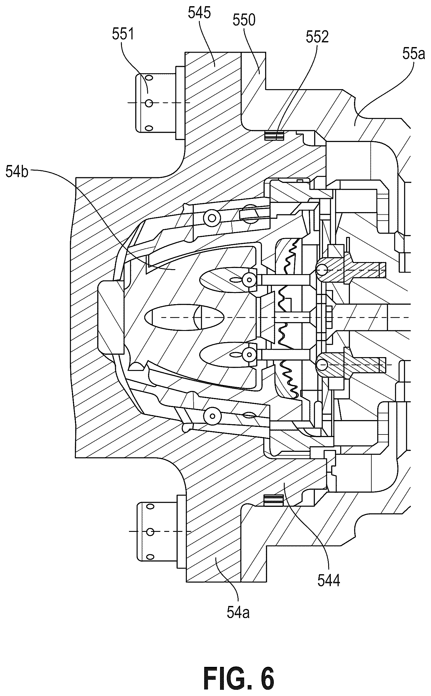 Patent US12365445 Figure 6 – Hydraulic assembly for an aircraft engine