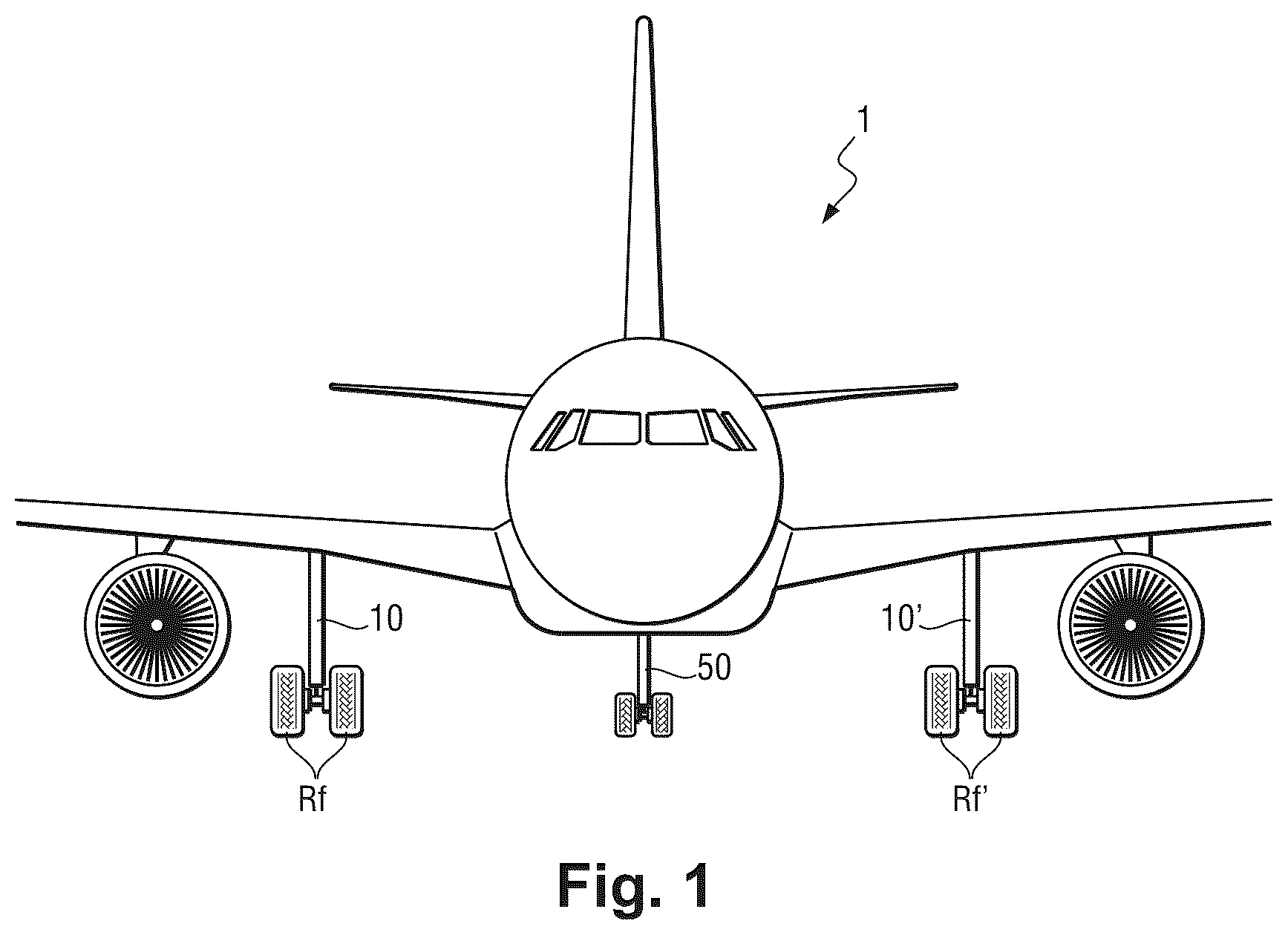 Patent US12365450 — Strut for aircraft landing gear equipped with an accumulator, landing gear comprising such a strut, and aircraft comprising at least one such landing gear — Figure 1