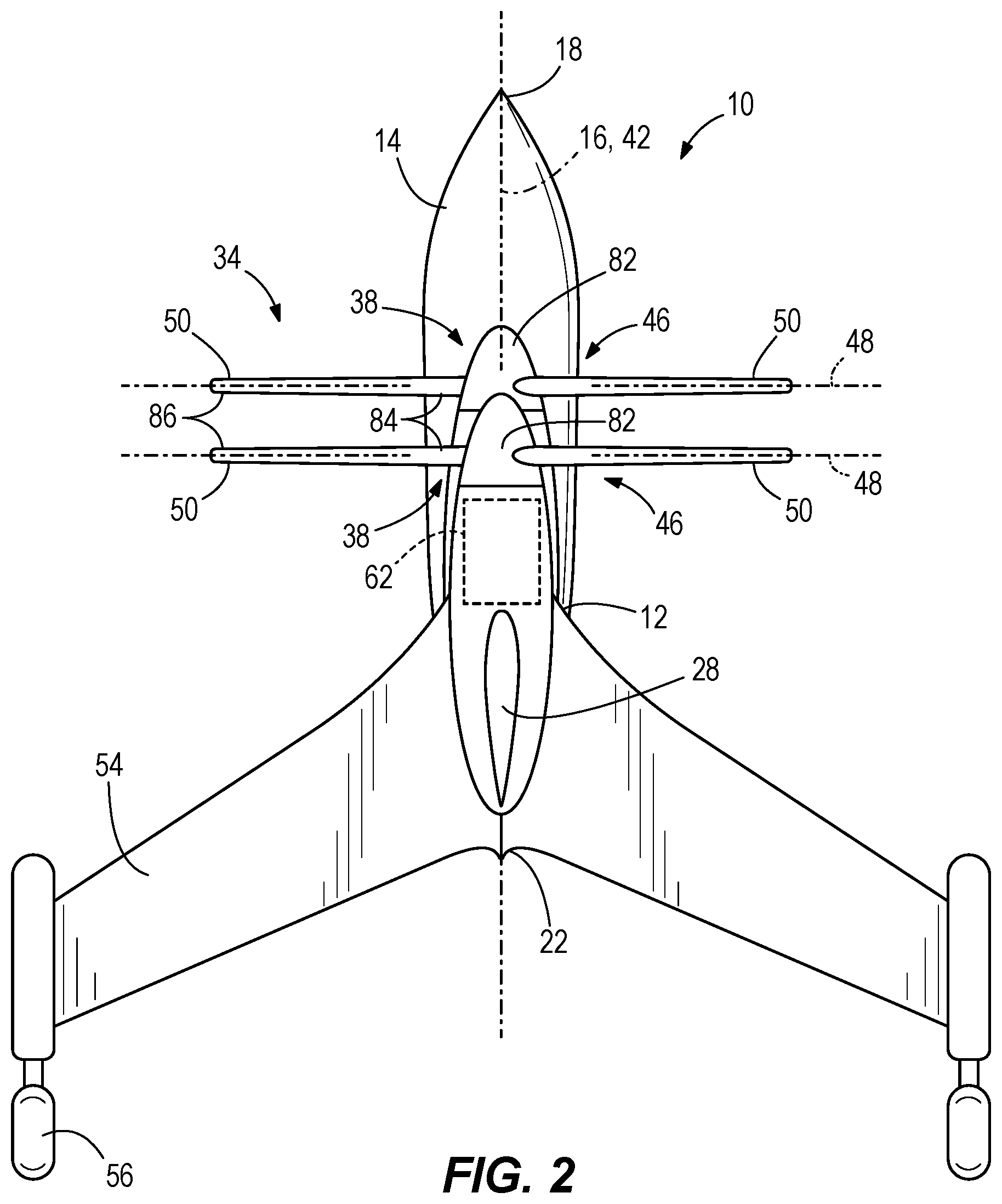 Patent US12365456 Figure 2 – Thruster system for a convertible aircraft
