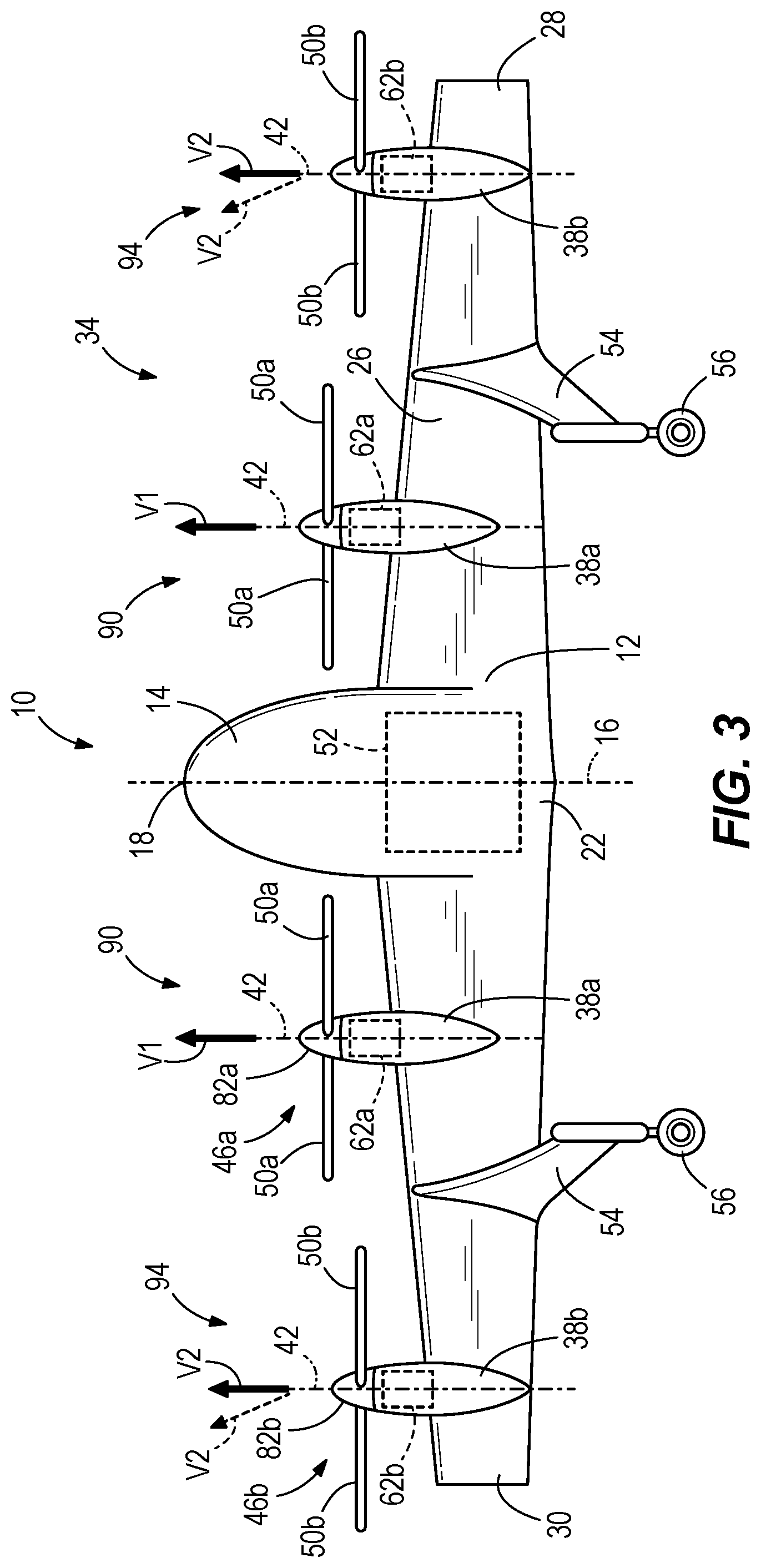 Patent US12365456 Figure 3 – Thruster system for a convertible aircraft