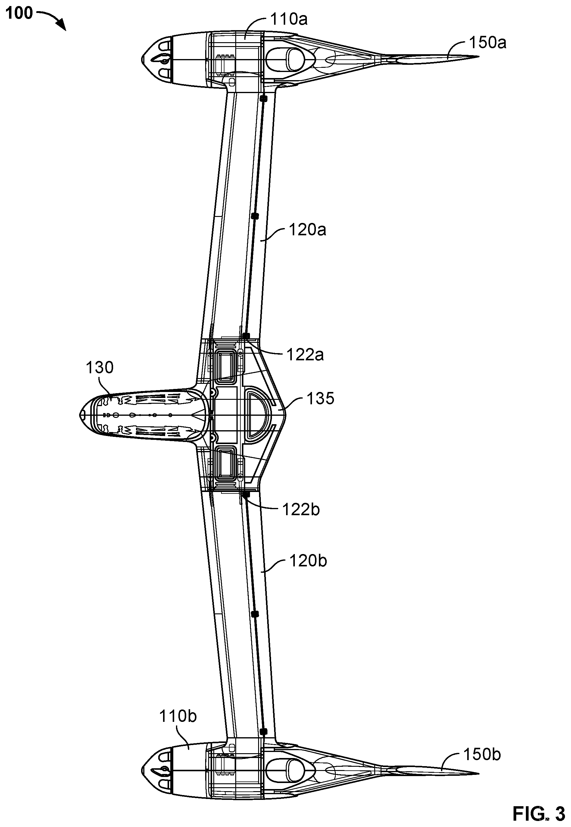 Patent US12365457 Figure 3 – Fuel venting for vertical take-off dual-engine aircraft