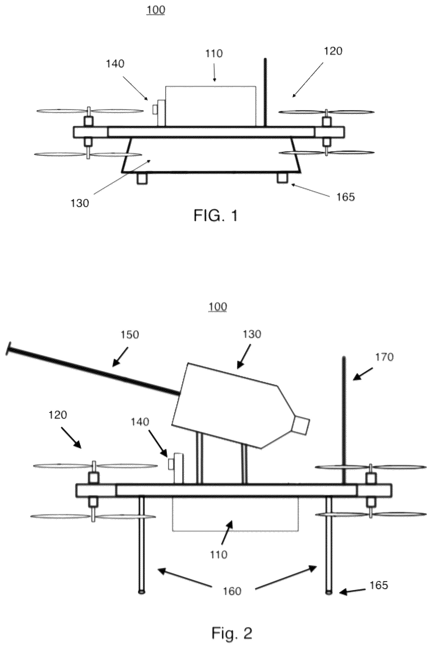 Patent US12365458 Figure 1 – Munitions payload delivery system with bump fire and radio command triggers