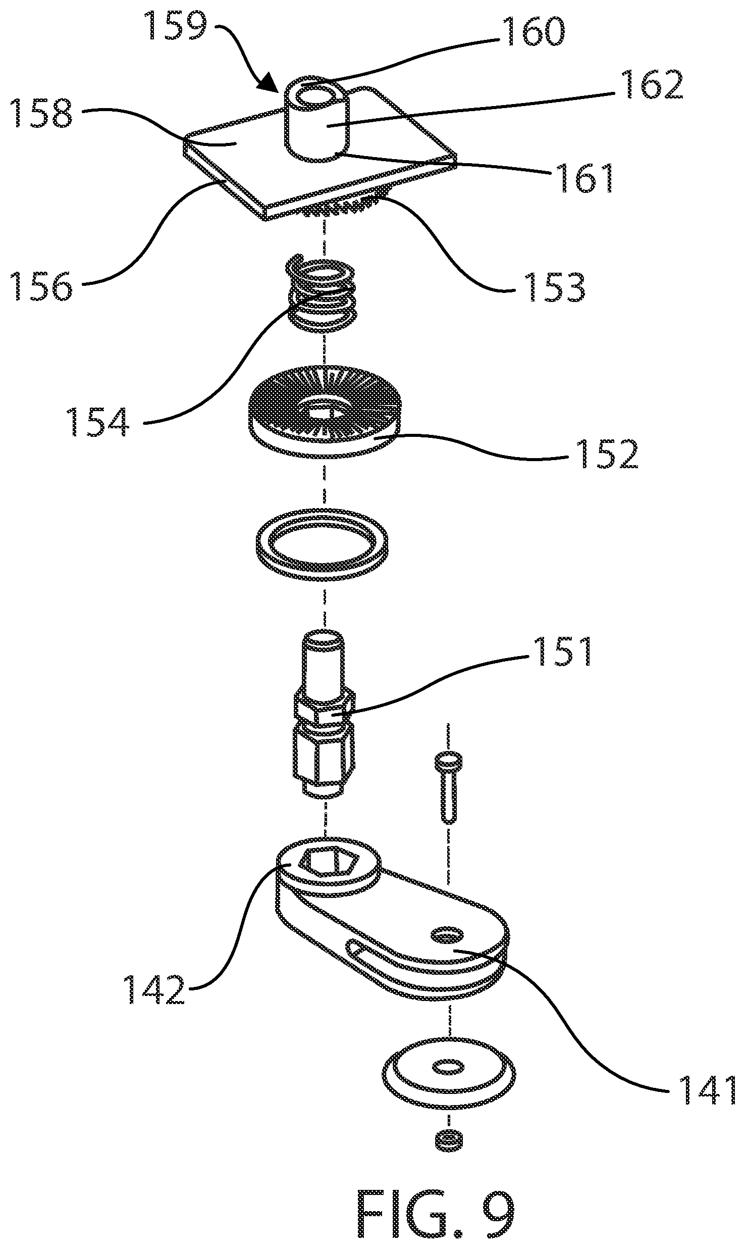 Patent US12365461 Figure 9 – Pallet hold-down system and method thereof