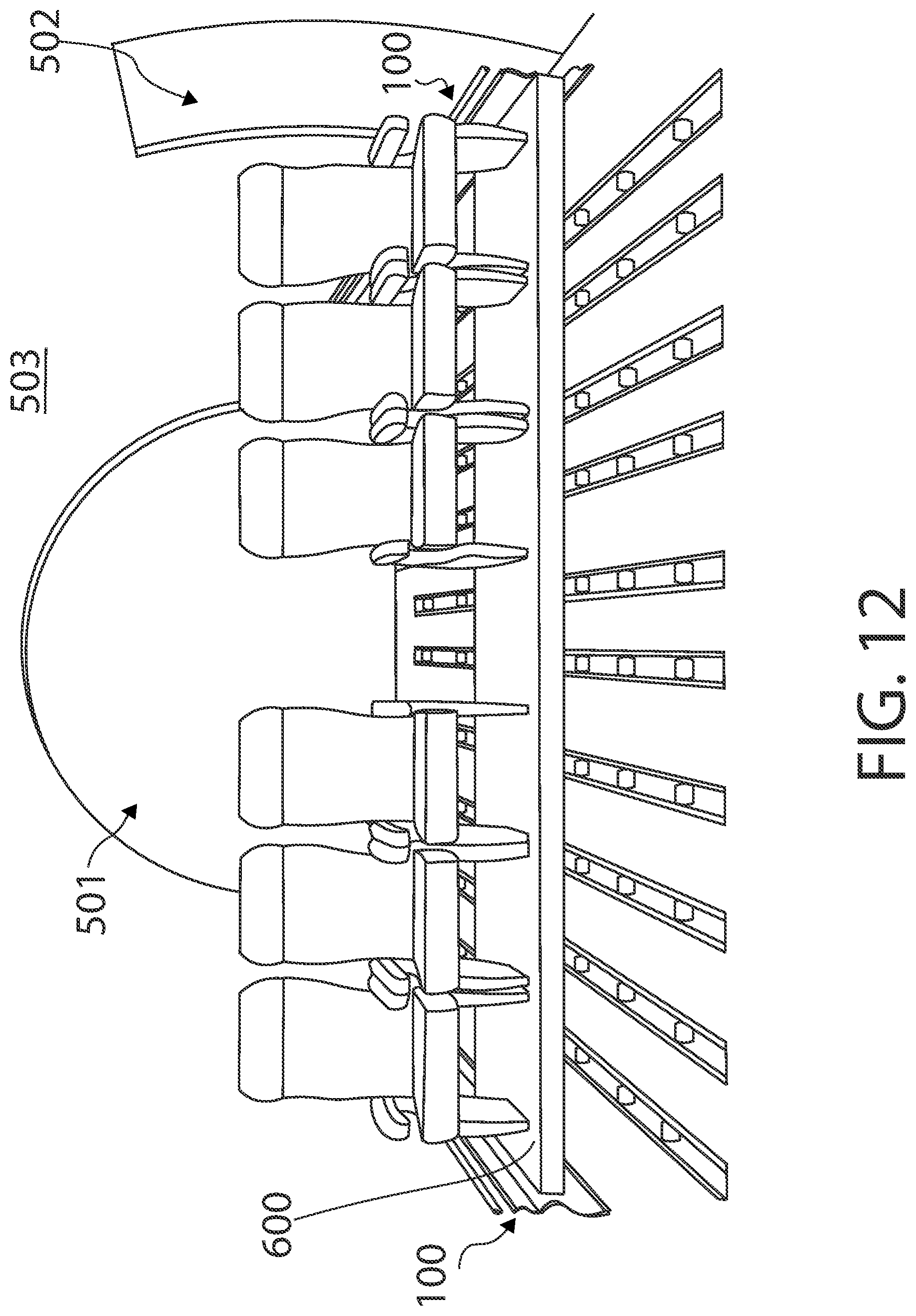 Patent US12365461 Figure 12 – Pallet hold-down system and method thereof