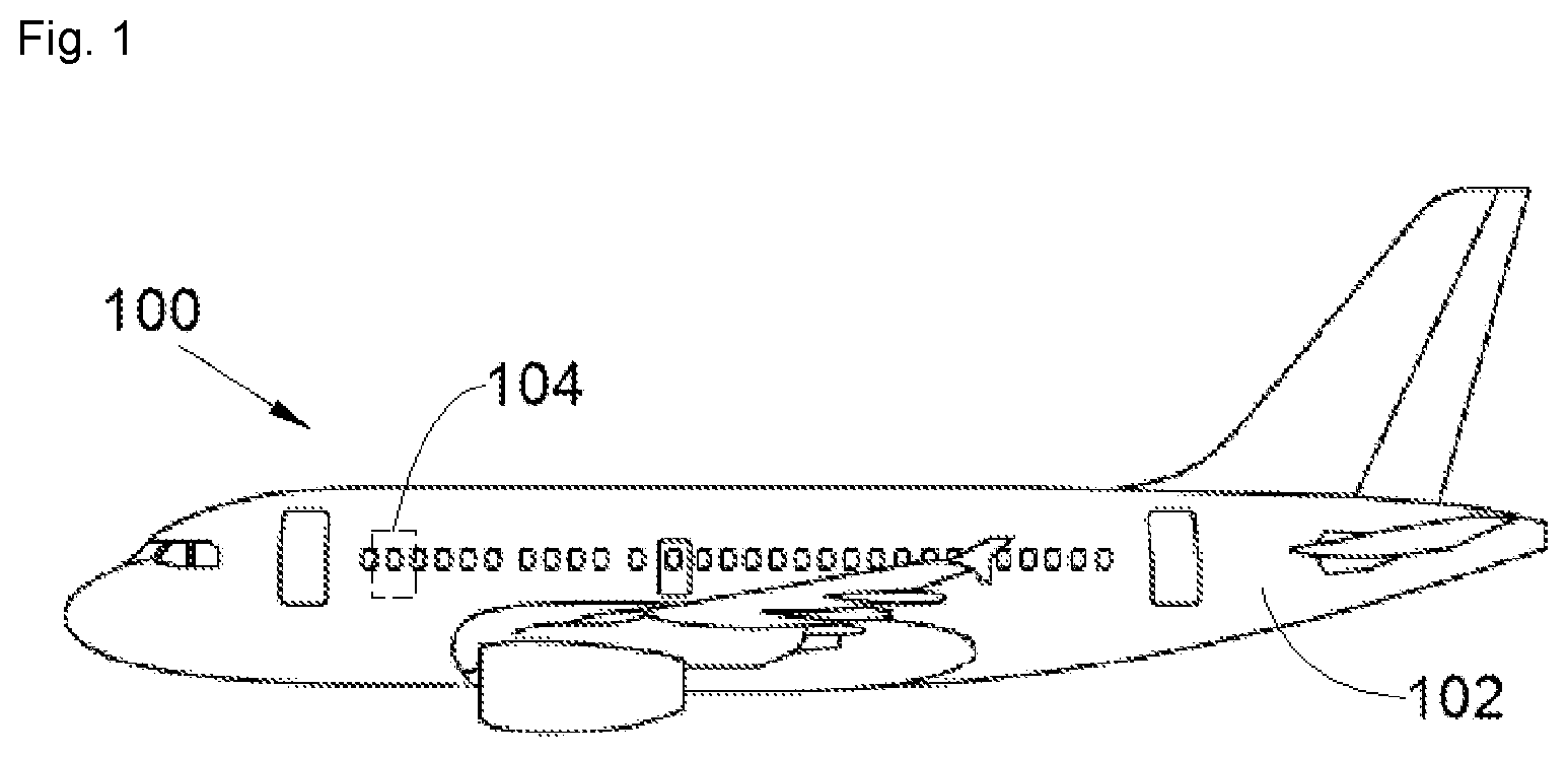 Patent US12365464 Figure 1 – Galley for aircraft comprising a trolley locking system
