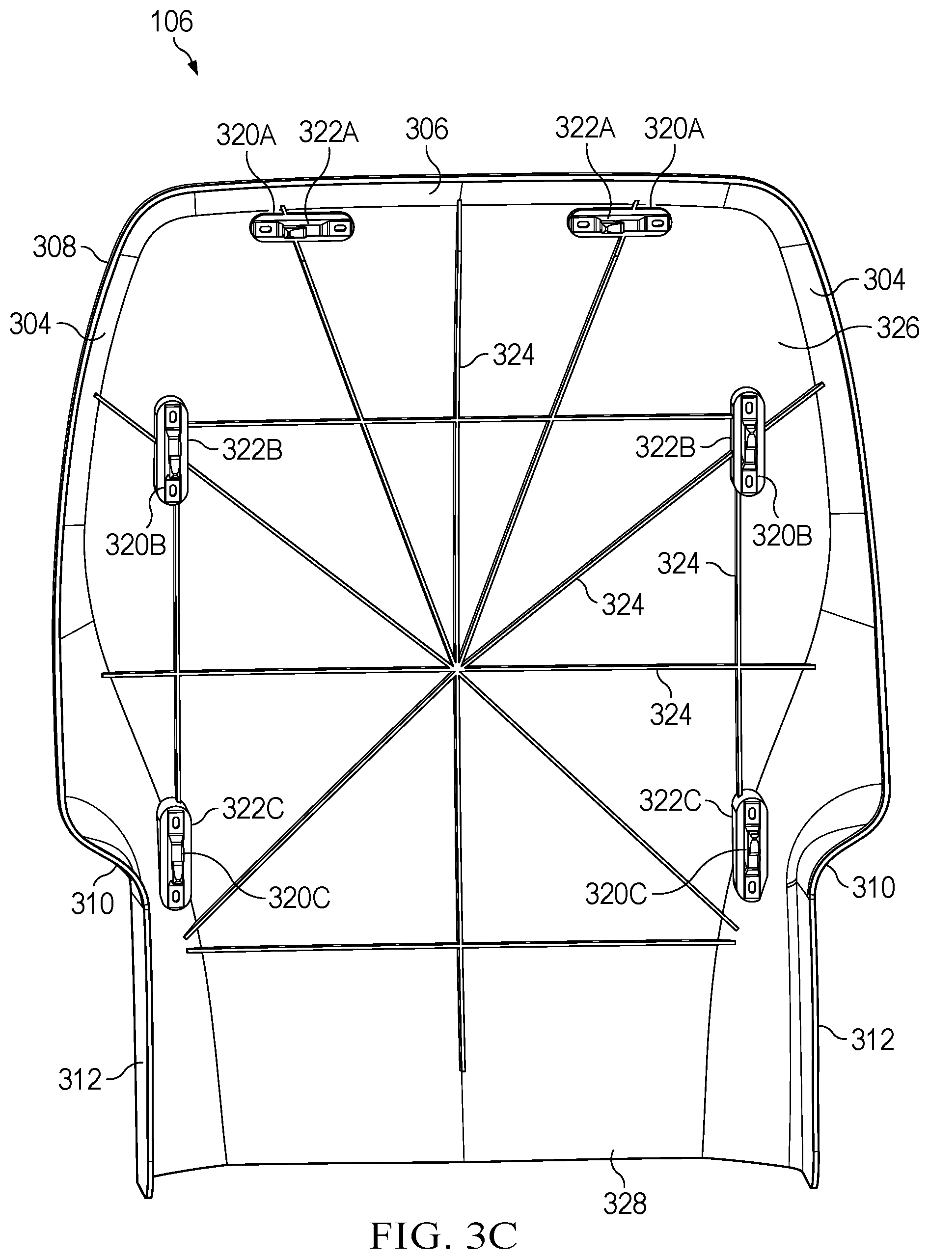 Patent US12365465 Figure 6 – One piece seat back panel