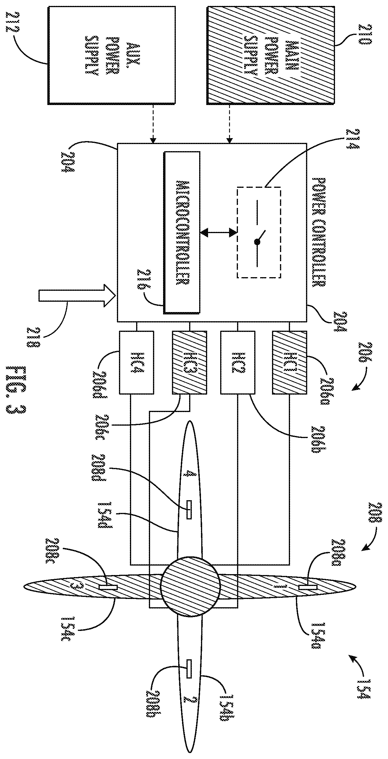 Patent US12365466 Figure 3 – Power switching system of an anti-ice system for use with a main power supply and an auxiliary power supply