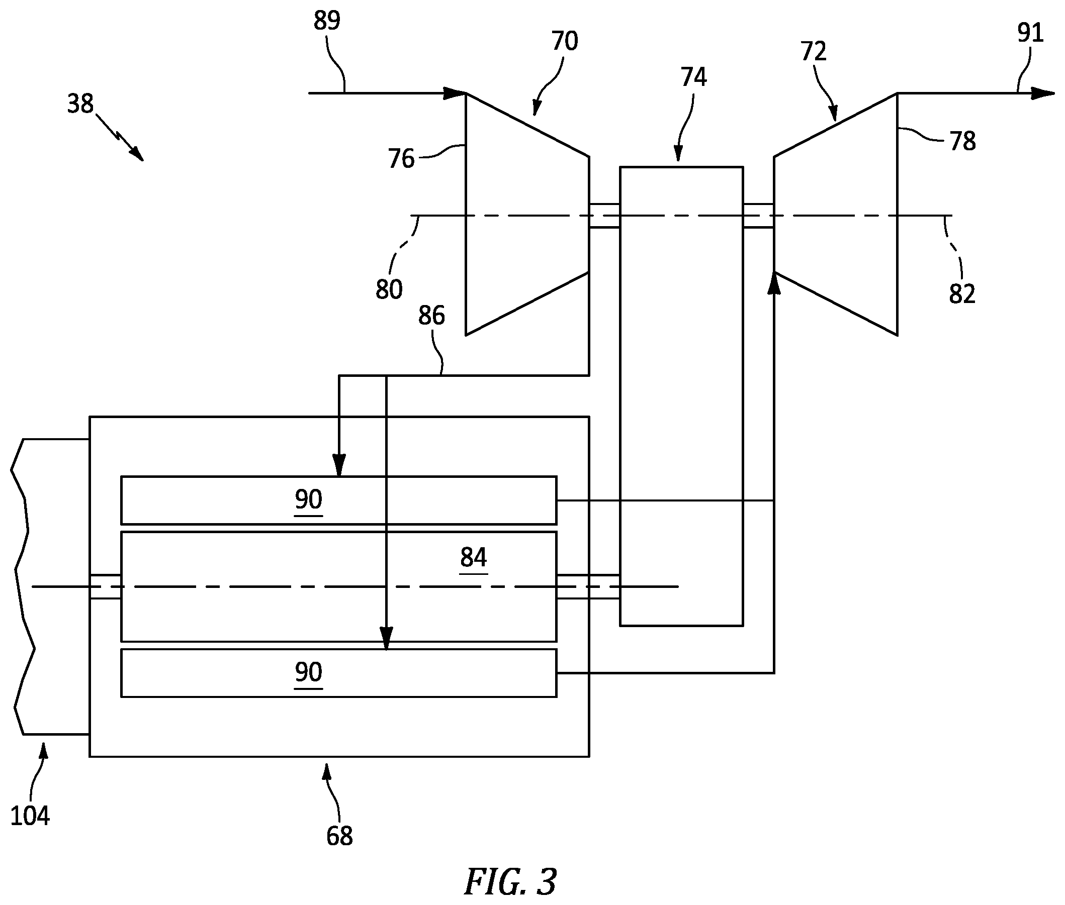 Patent US12365469 Figure 3 – Aircraft propulsion system with intermittent combustion engine(s)