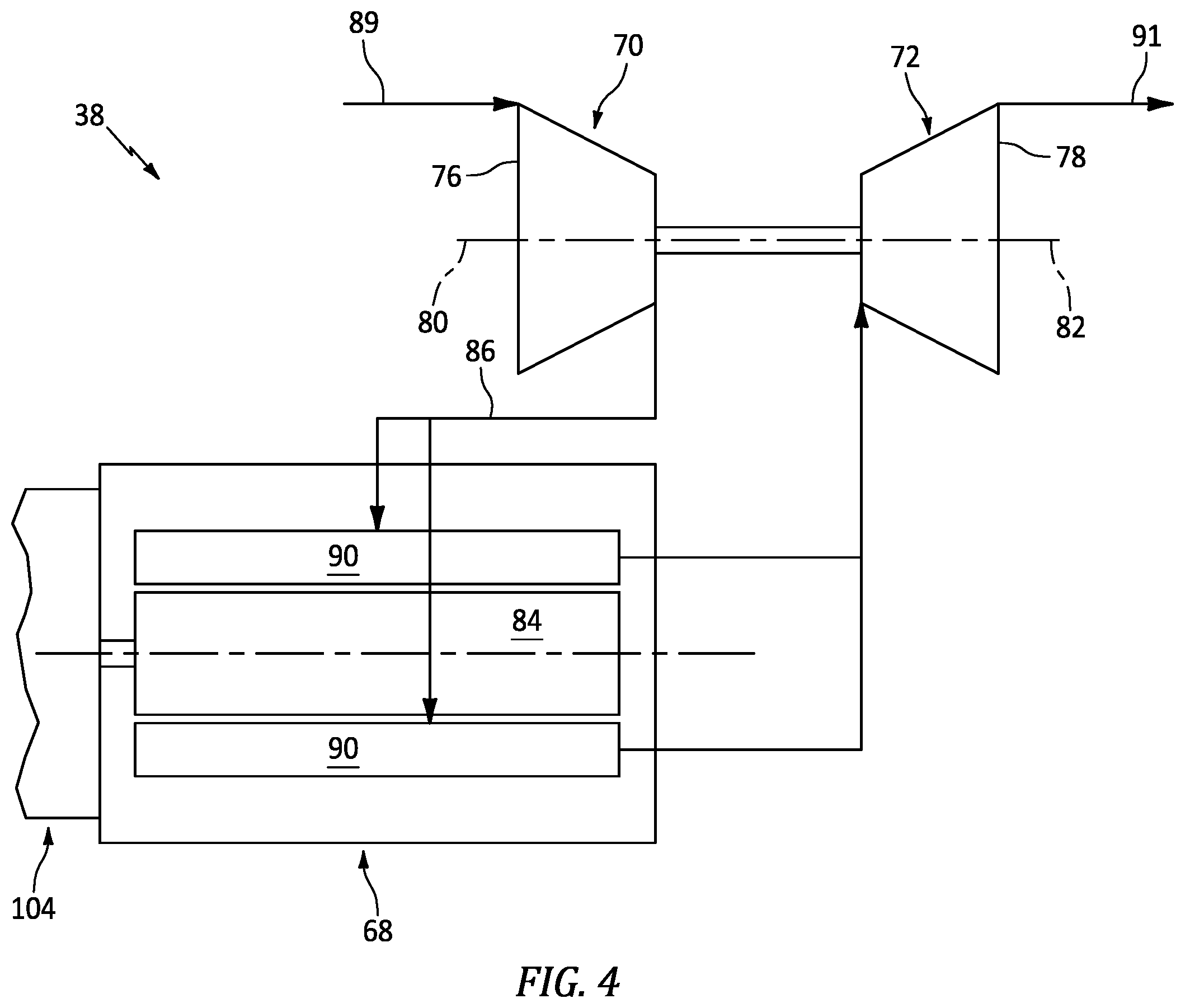 Patent US12365469 Figure 4 – Aircraft propulsion system with intermittent combustion engine(s)