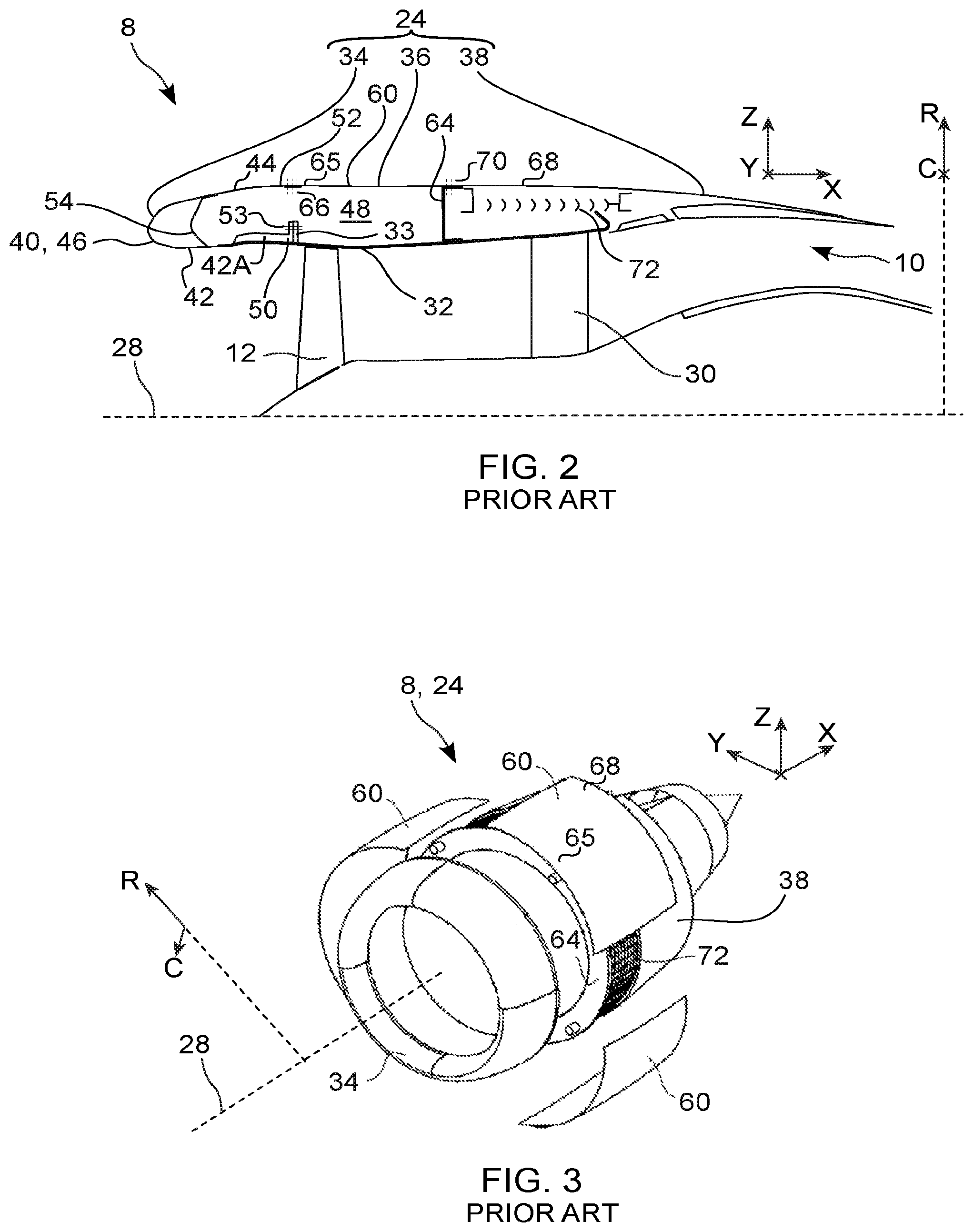 Patent US12365472 Figure 2 – Comprising an access space closed by a tangentially clamped cowl
