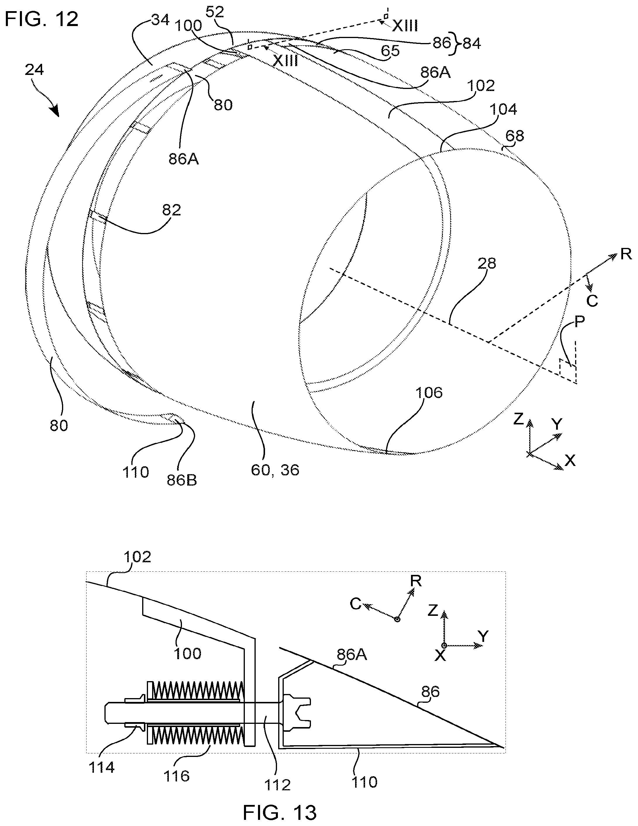 Patent US12365472 Figure 6 – Comprising an access space closed by a tangentially clamped cowl