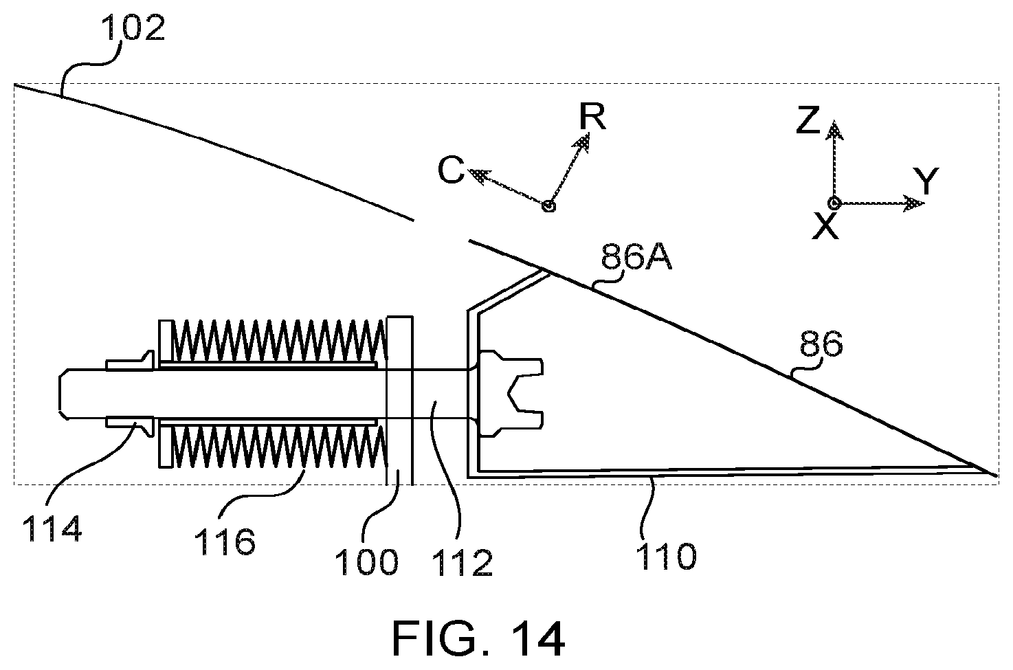 Patent US12365472 Figure 7 – Comprising an access space closed by a tangentially clamped cowl