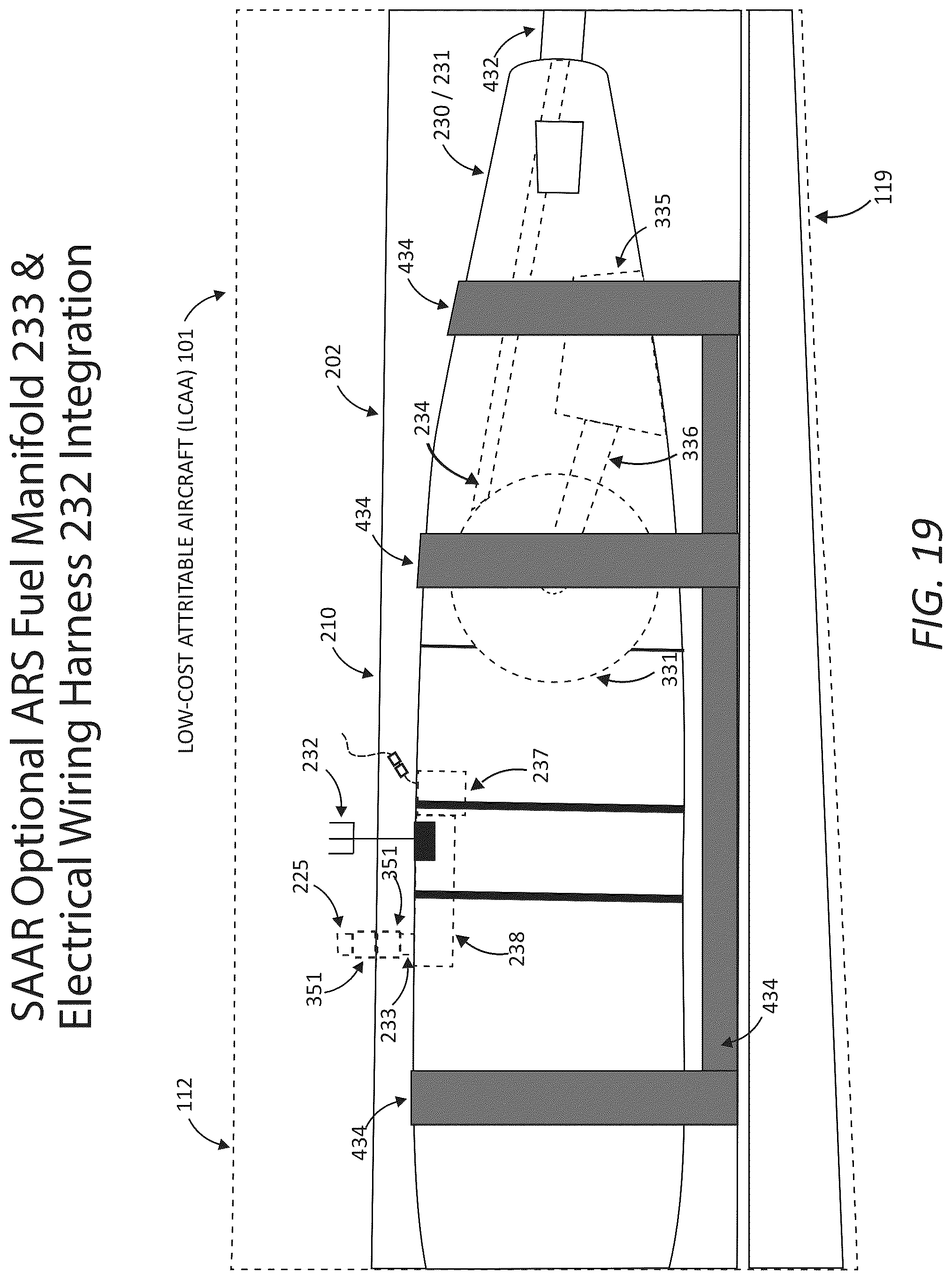 Patent US12365478 Figure 17 – Aircraft modification system for safely securing an aerial refueling system (ARS) to a fuselage subsystem and operatively interfacing the ARS with aircraft systems, a refueling system(s) manager, and other systems/components of the aircraft modification system