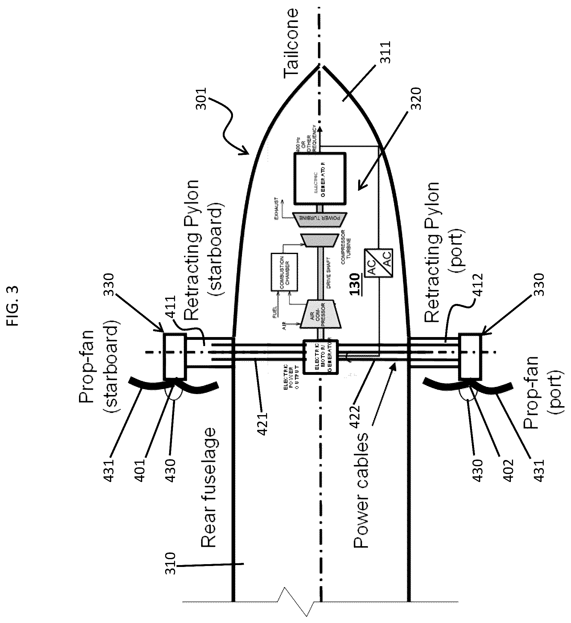 Patent US12365479 Figure 2 – Stowable electric-hybrid propfan