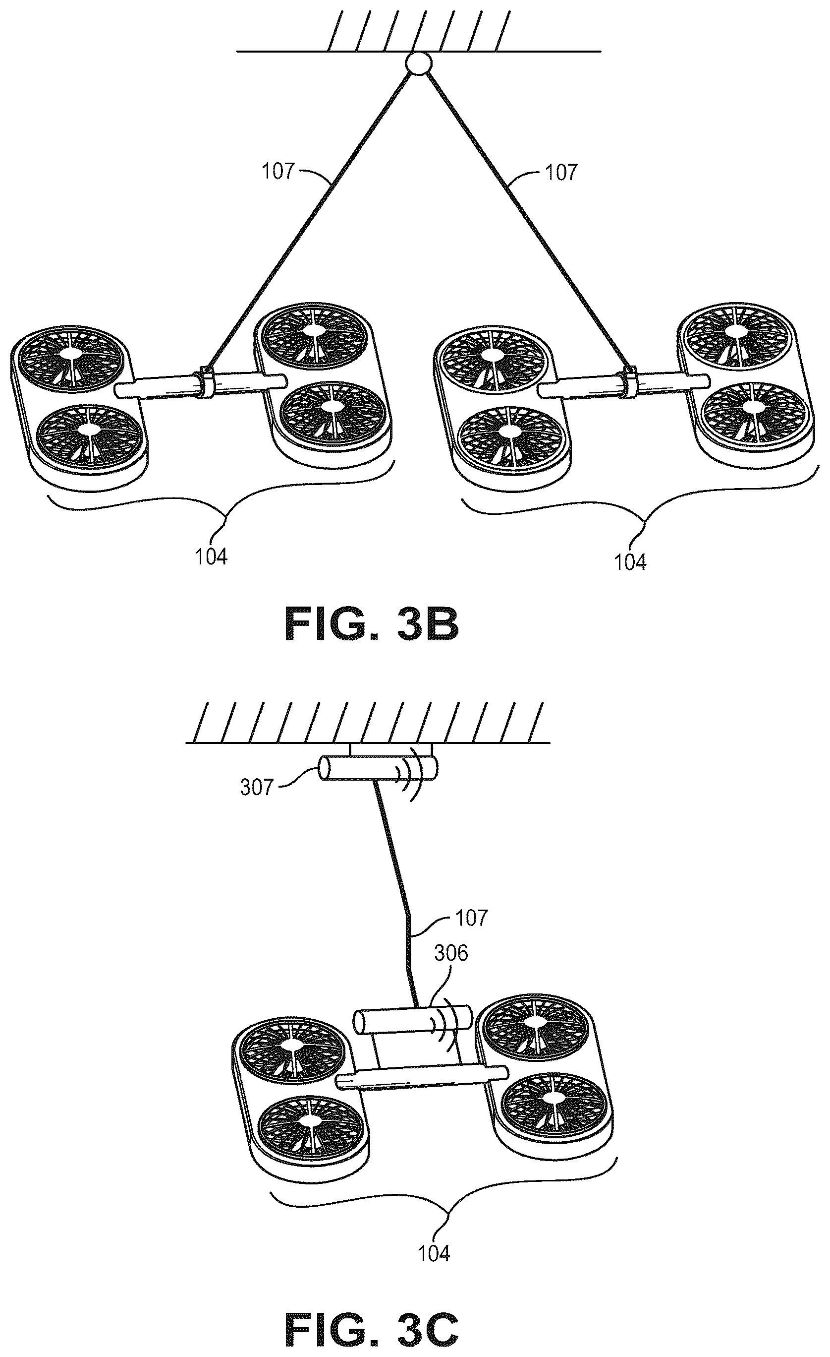Patent US12365492 Figure 3 – Suspended aerial vehicle system with thruster stabilization