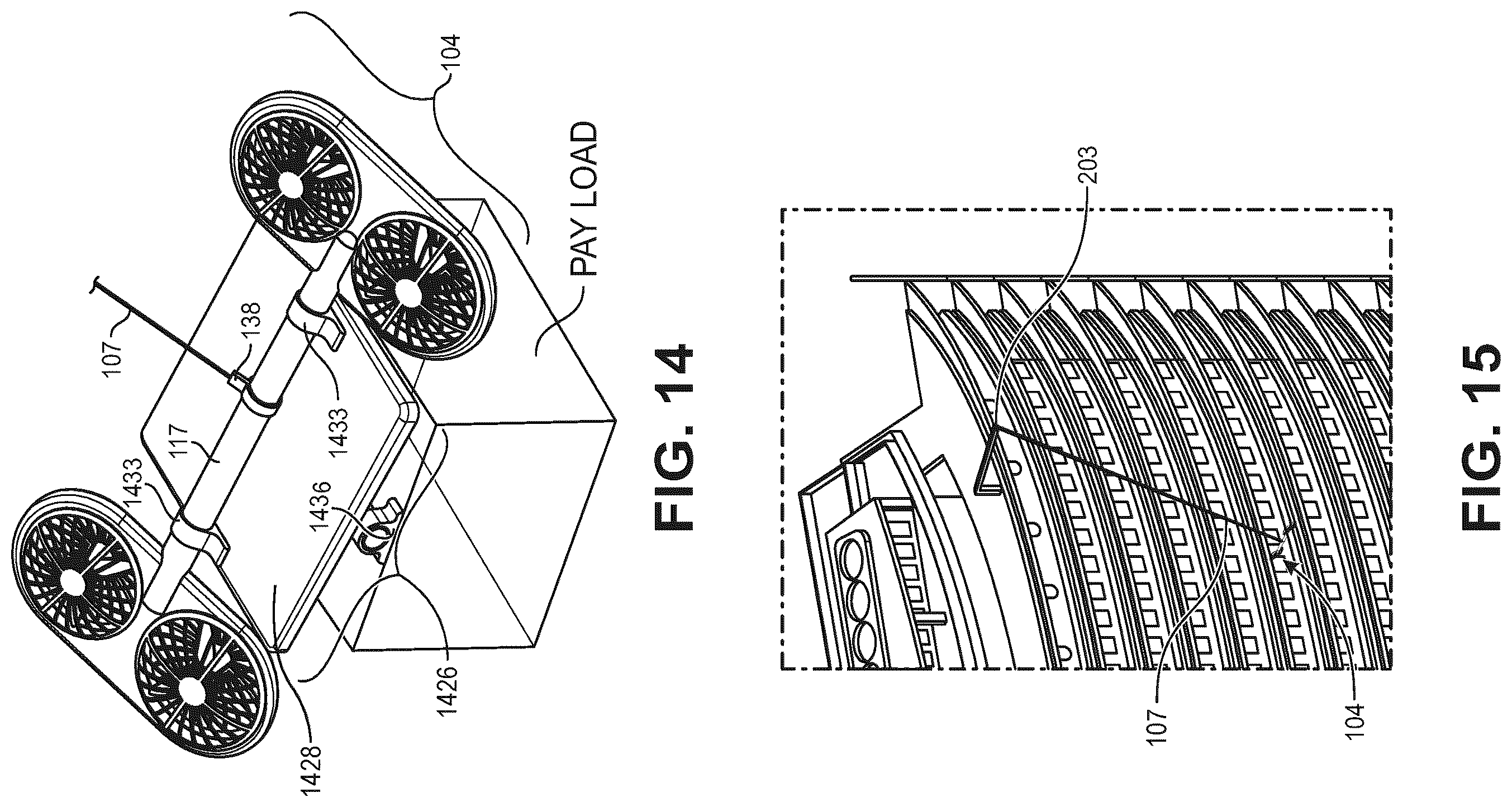 Patent US12365492 Figure 13 – Suspended aerial vehicle system with thruster stabilization