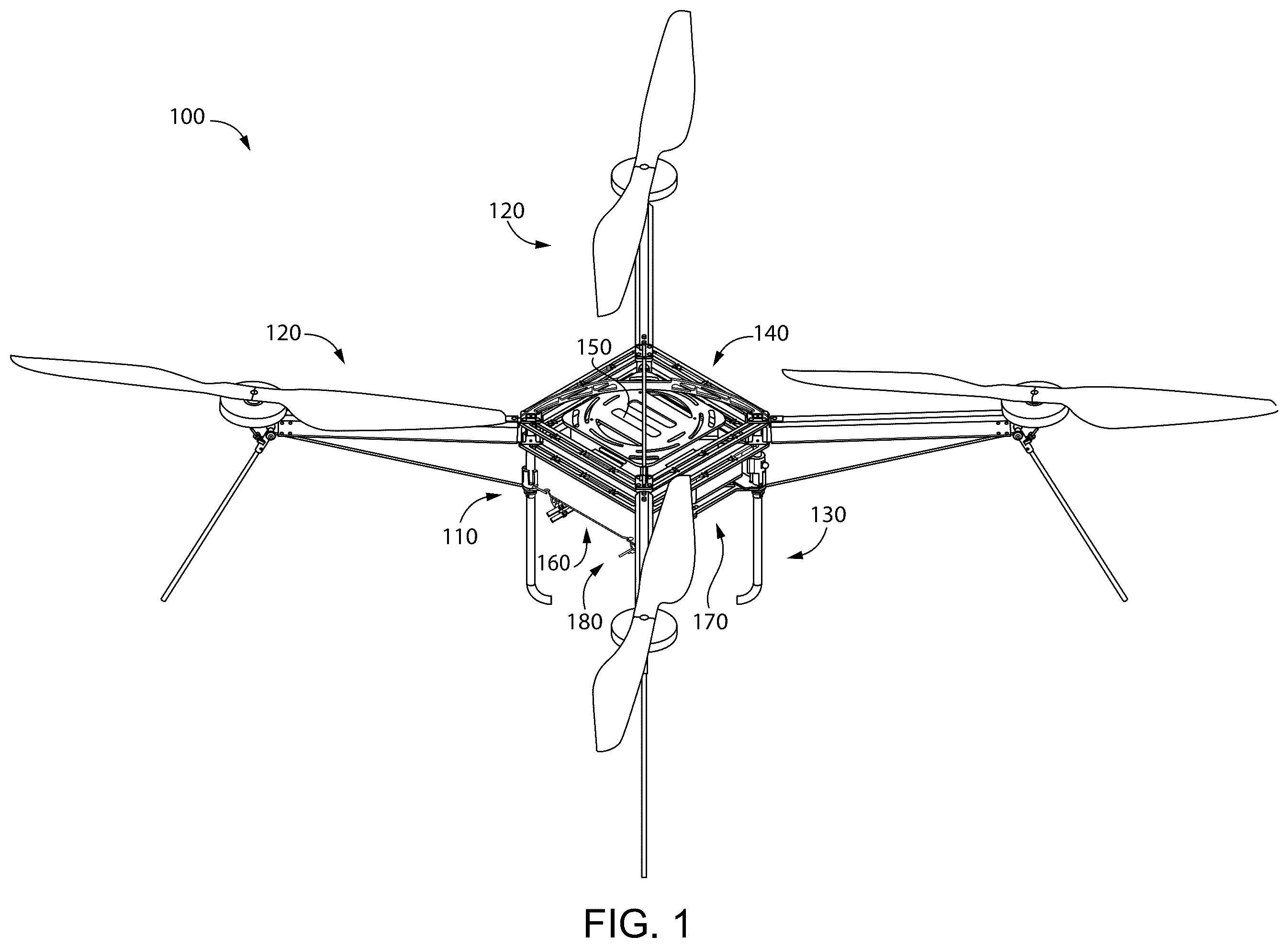 Patent US12365494 Figure 1 – Flying vehicle systems and methods