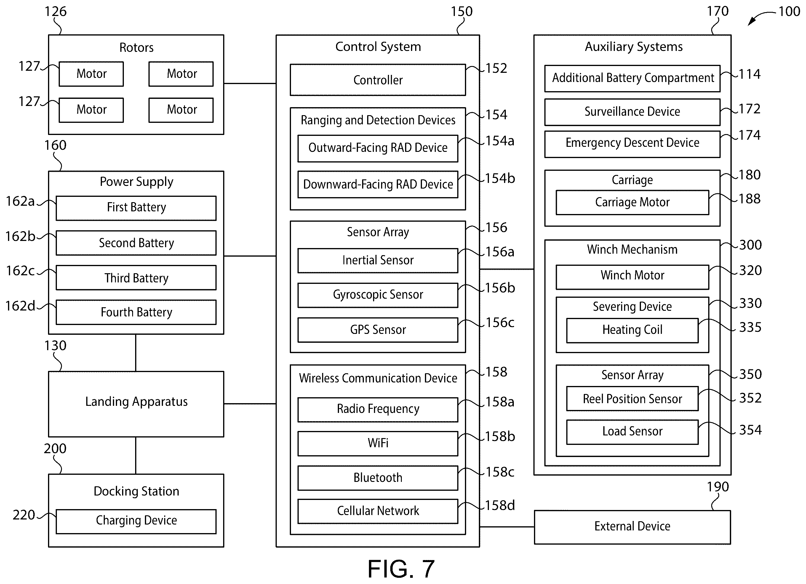 Patent US12365494 Figure 7 – Flying vehicle systems and methods