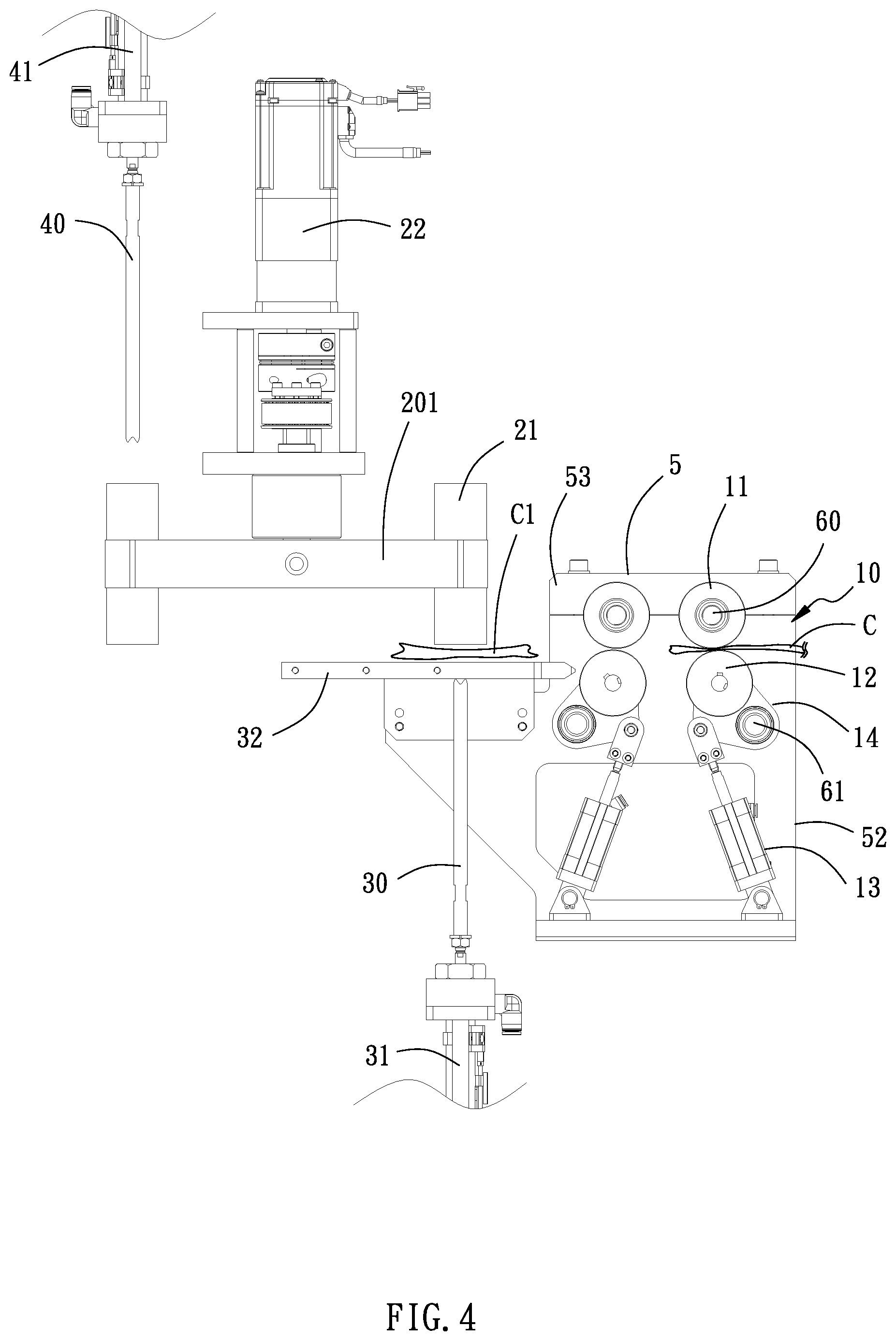 Patent US12365503 Figure 4 – Cotton stuffing machine